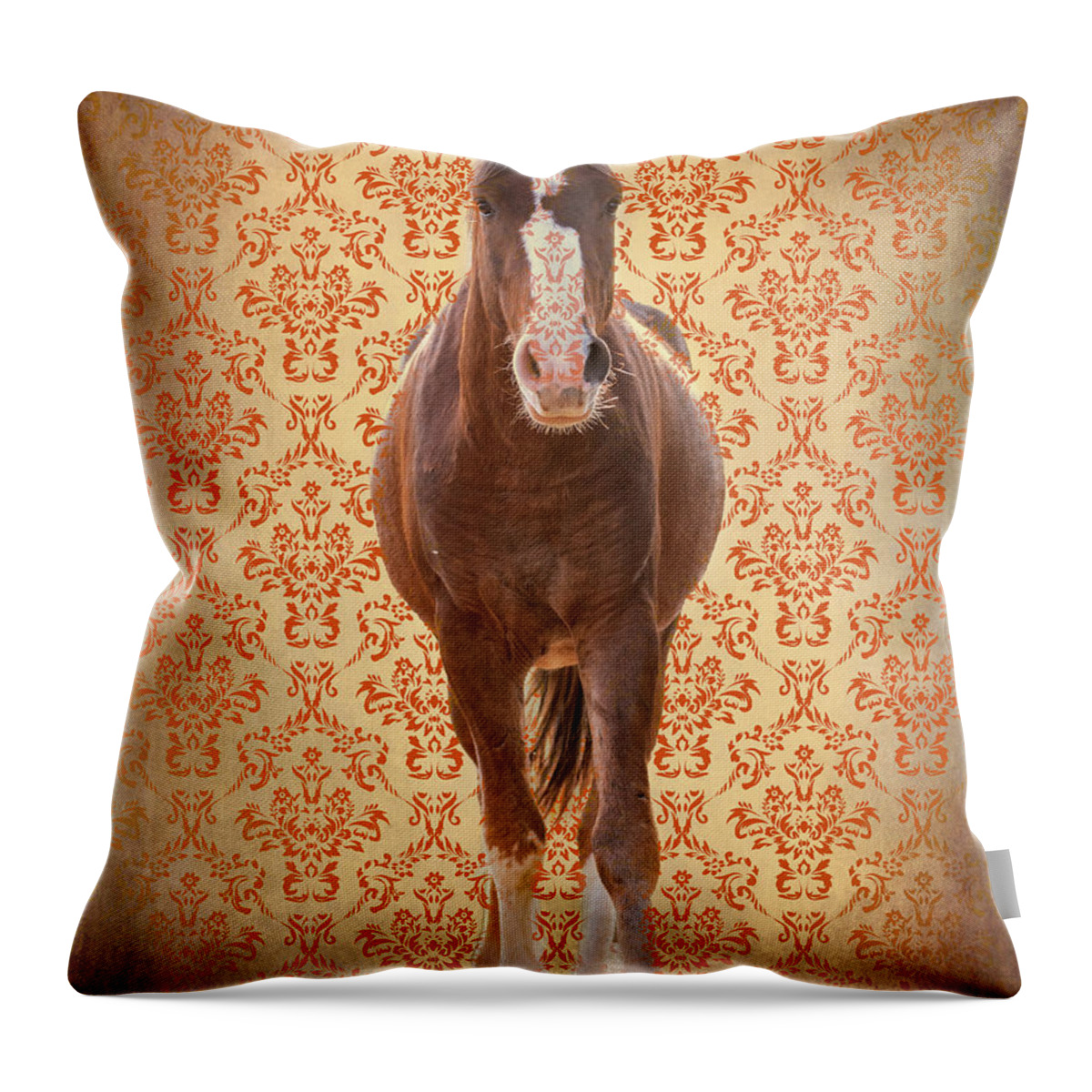 Wild Horses Throw Pillow featuring the photograph On his way by Mary Hone