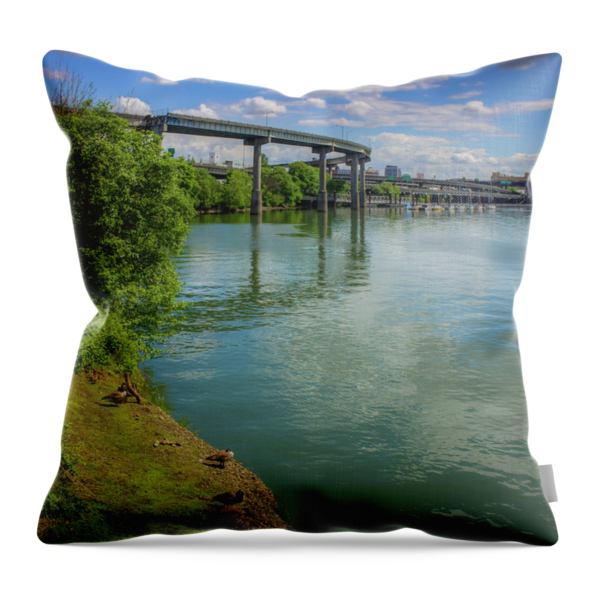 Columbia Throw Pillow featuring the photograph On the Banks of the Willamette 0872 by Kristina Rinell