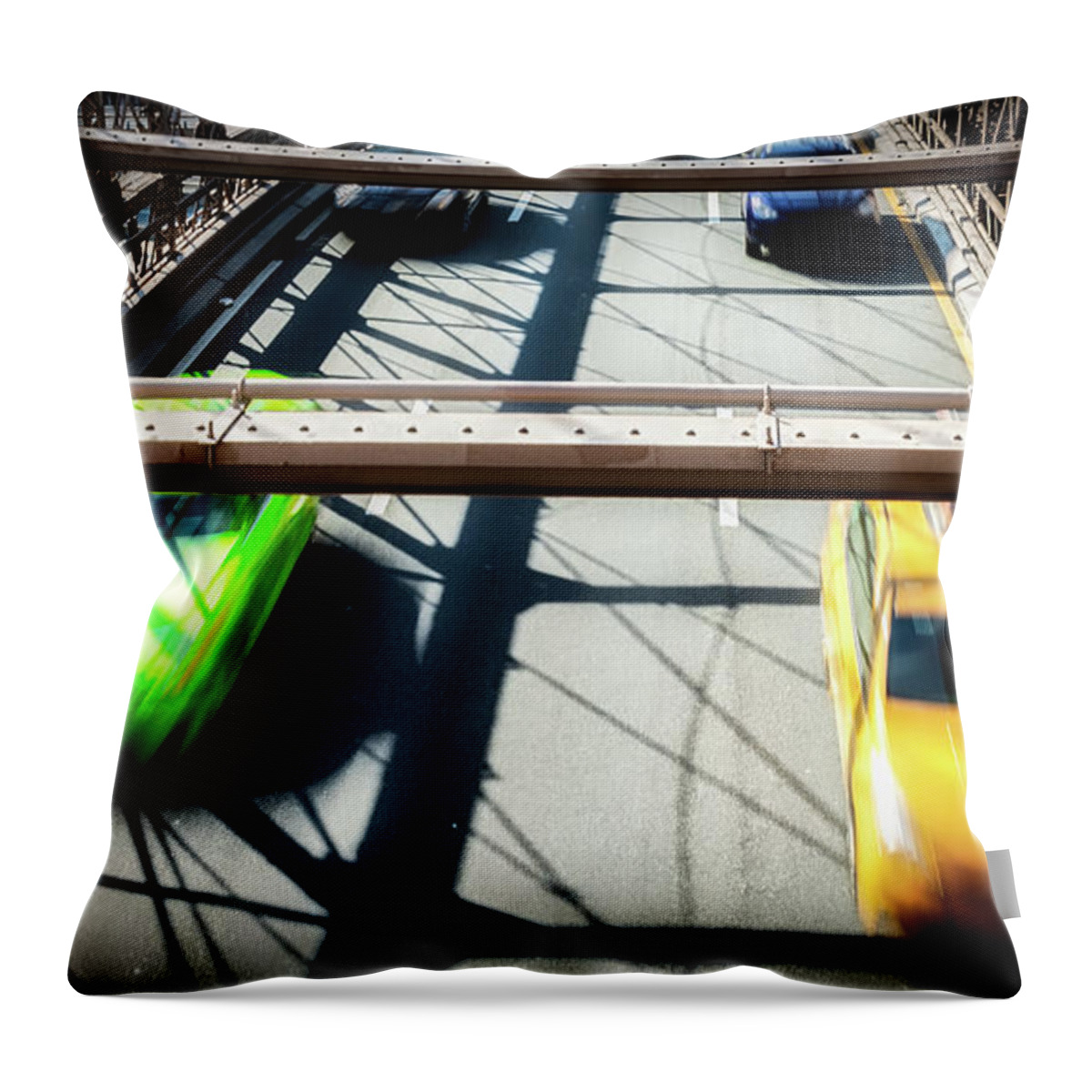 Big Apple Throw Pillow featuring the photograph On the Bridge by Bill Chizek