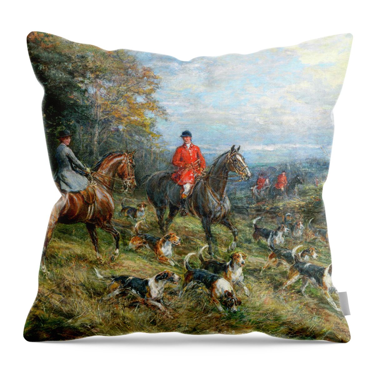 Heywood Hardy Throw Pillow featuring the painting On the Hunt by Heywood Hardy