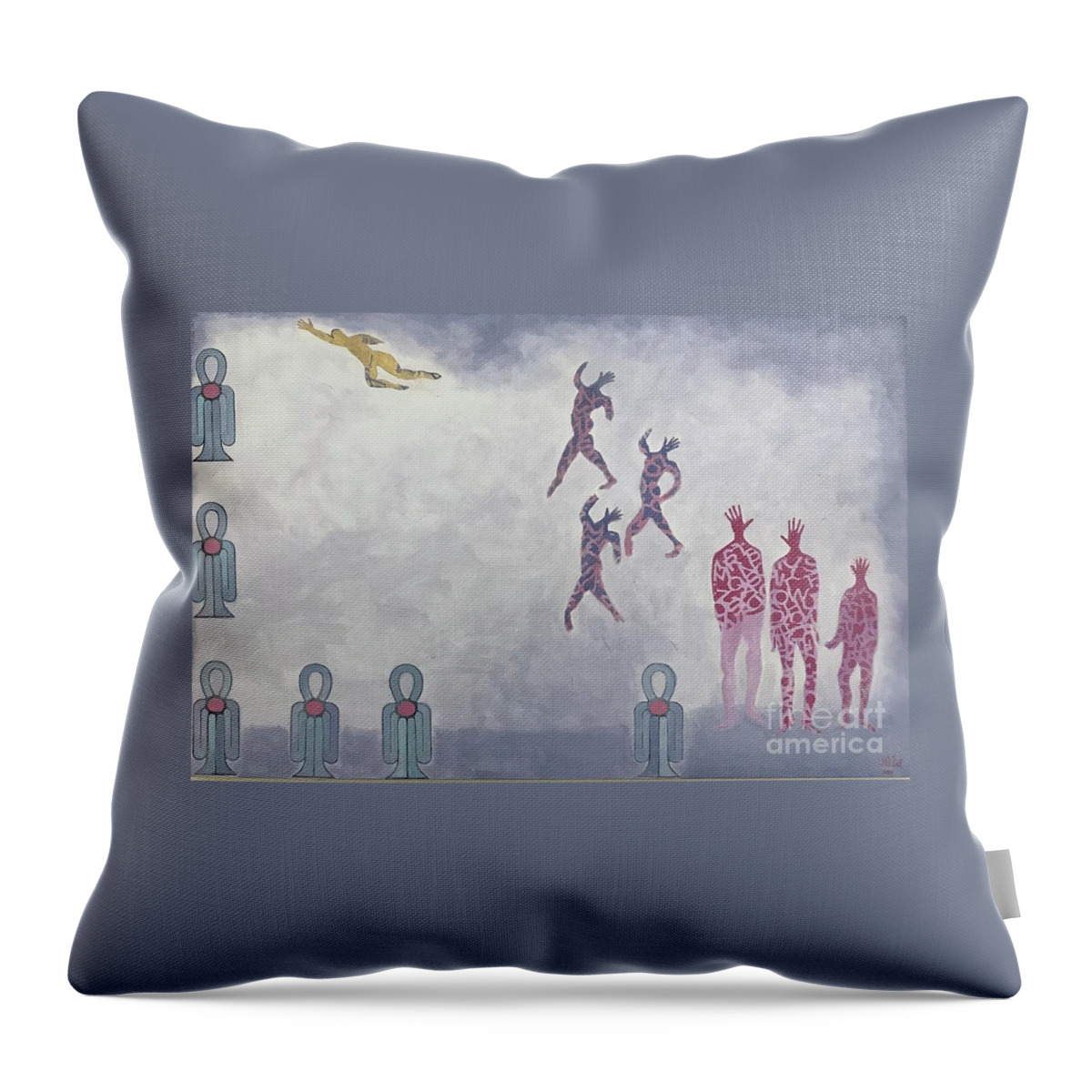 Abstract Expressionism Spiritual Throw Pillow featuring the mixed media Once more by Hila Abada