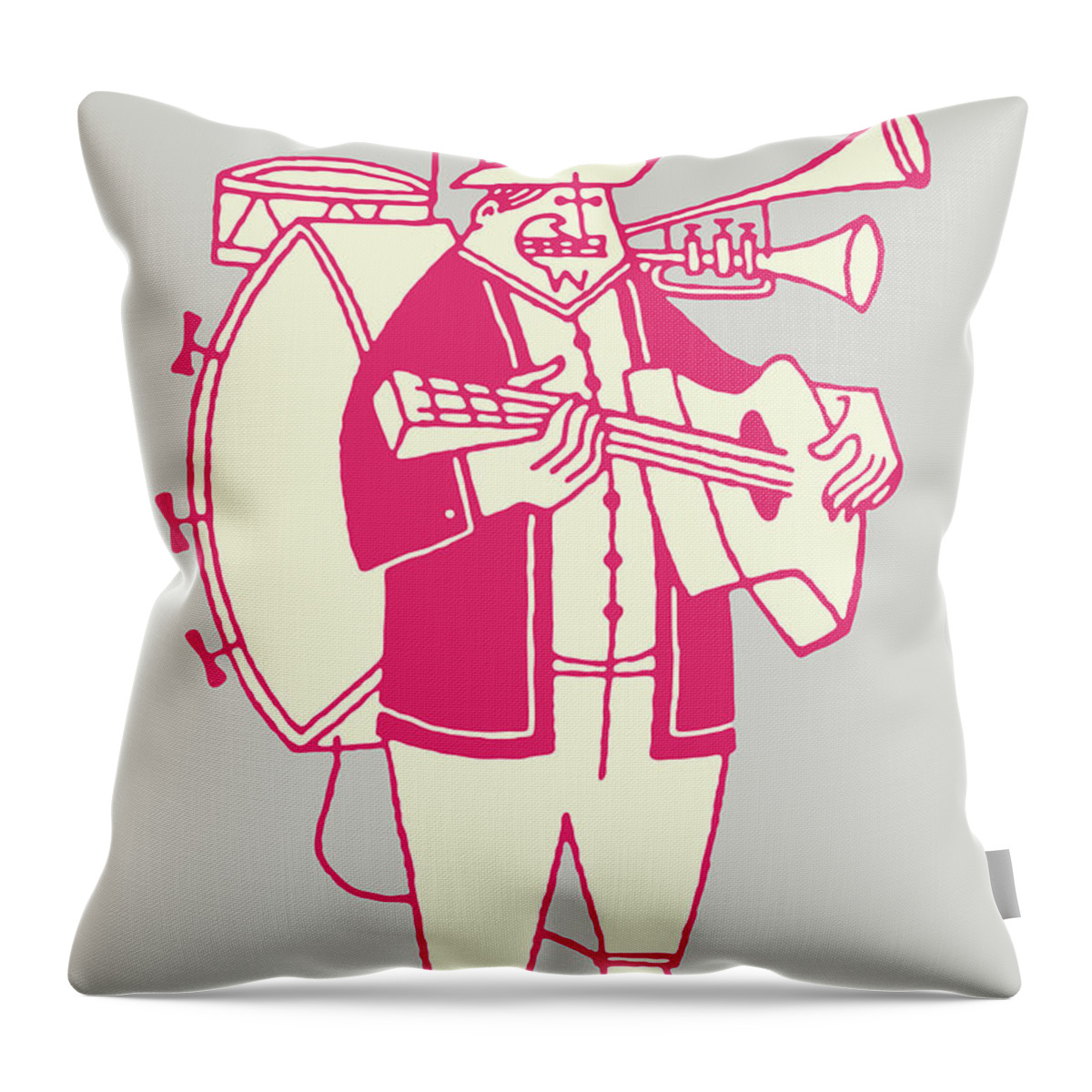 Adult Throw Pillow featuring the drawing One Man Band by CSA Images