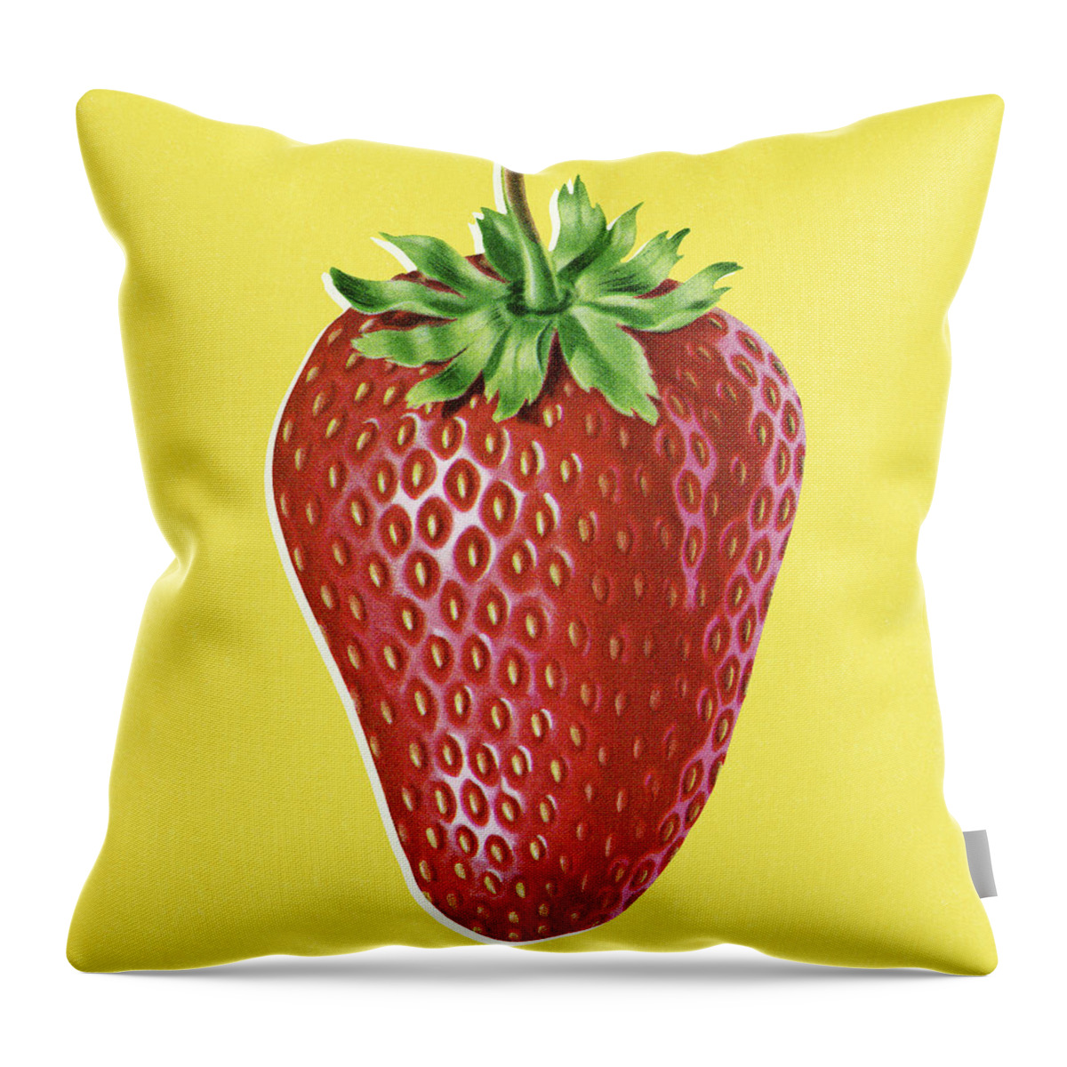 Berry Throw Pillow featuring the drawing One Strawberry by CSA Images