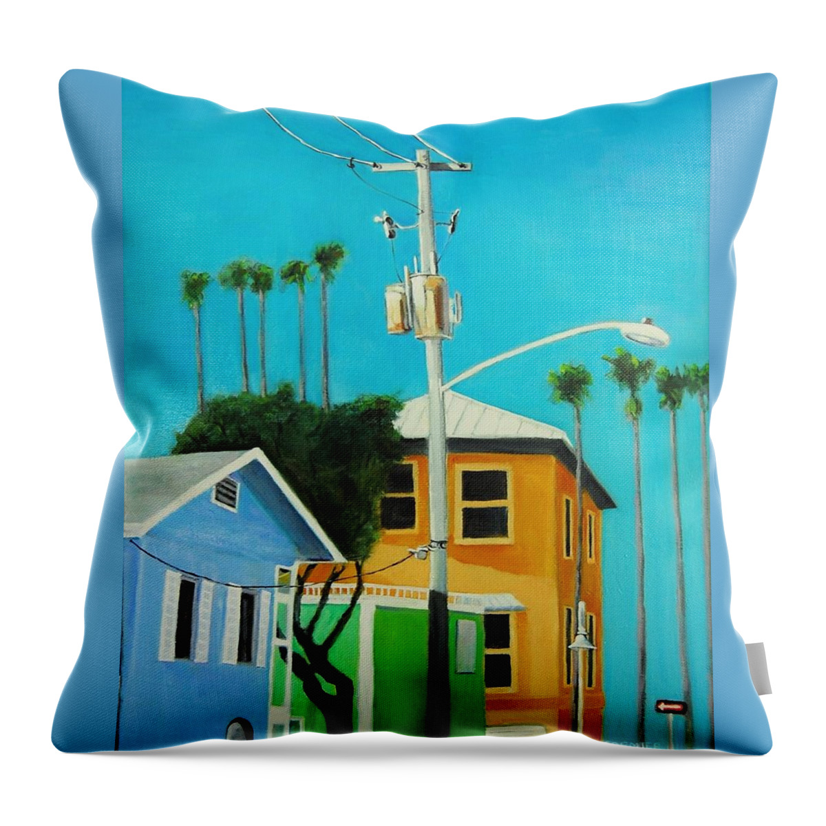 Florida Throw Pillow featuring the painting One Way Street  by Jean Cormier