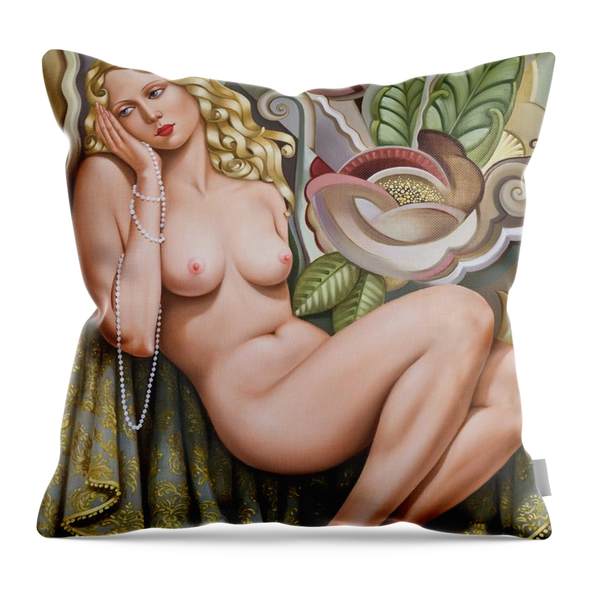Female Throw Pillow featuring the painting Opium Dreamer by Catherine Abel