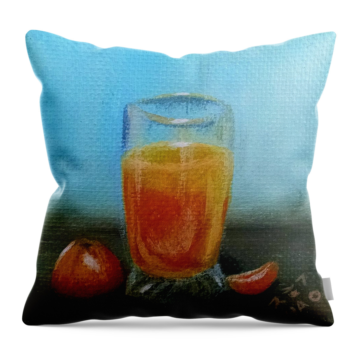 Orange Juice Throw Pillow featuring the painting Orange Juice by Helian Cornwell