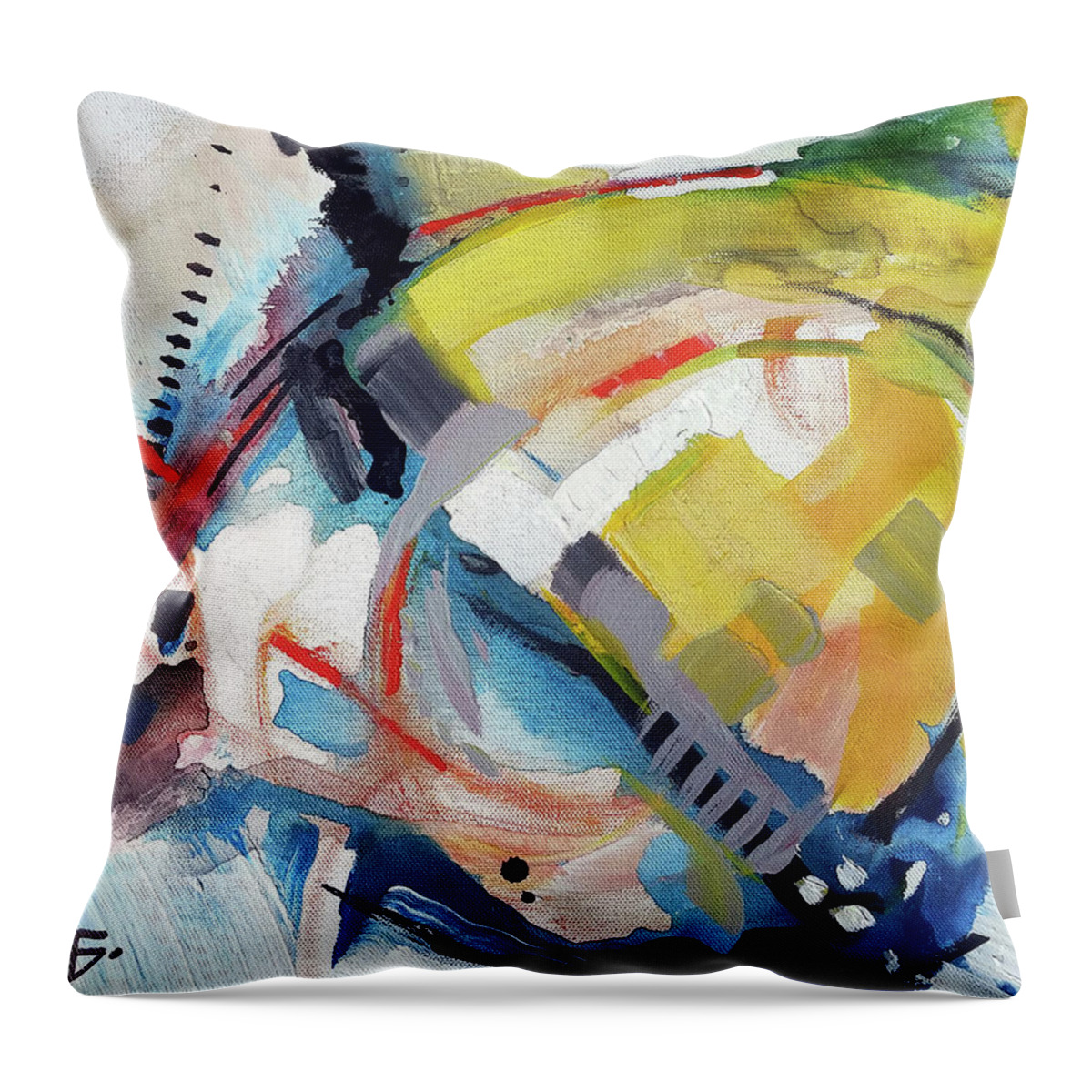  Throw Pillow featuring the painting Orange Juice Mix by John Gholson