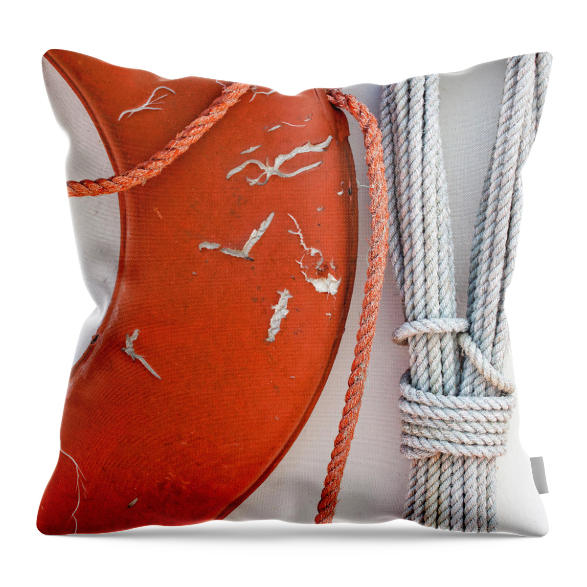 Boat Throw Pillow featuring the photograph Orange Life Ring by Carol Leigh