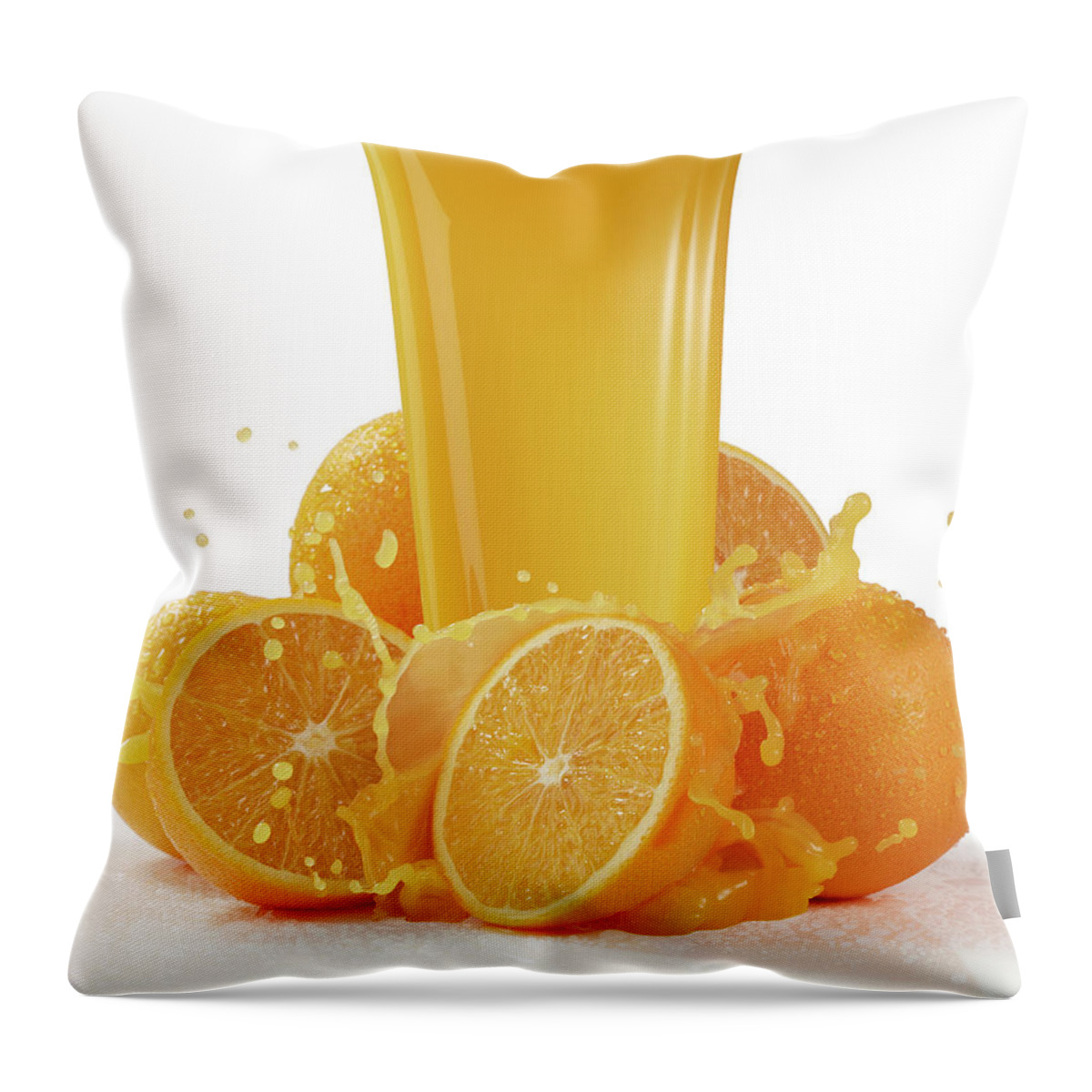 White Background Throw Pillow featuring the photograph Oranges And Orange Juice by Jack Andersen
