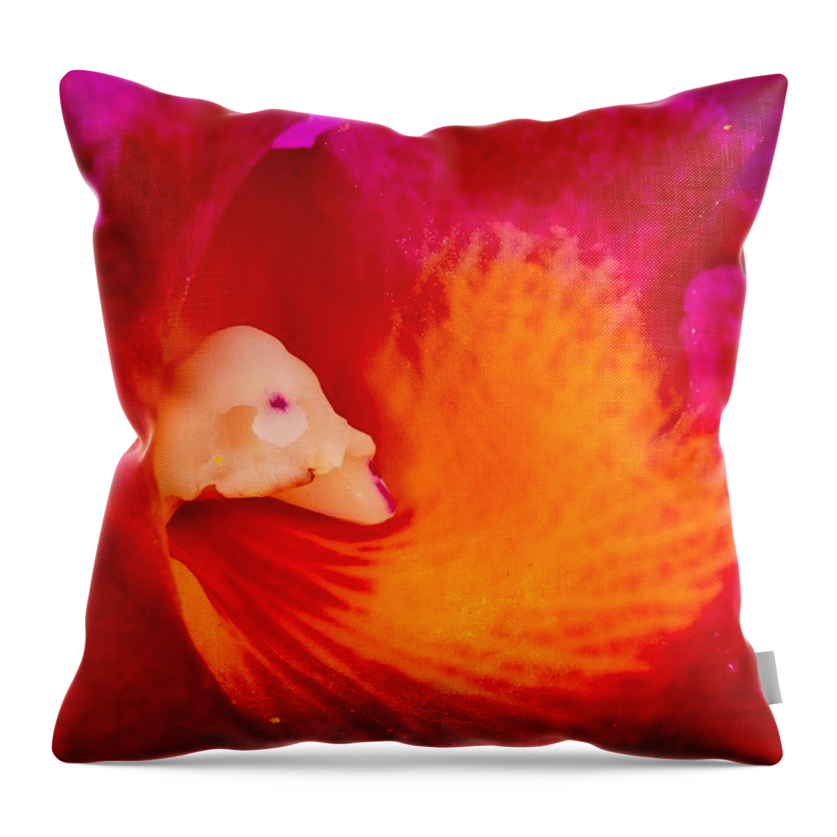 Orchid Throw Pillow featuring the photograph Orchid Vortex 458 by Wesley Elsberry