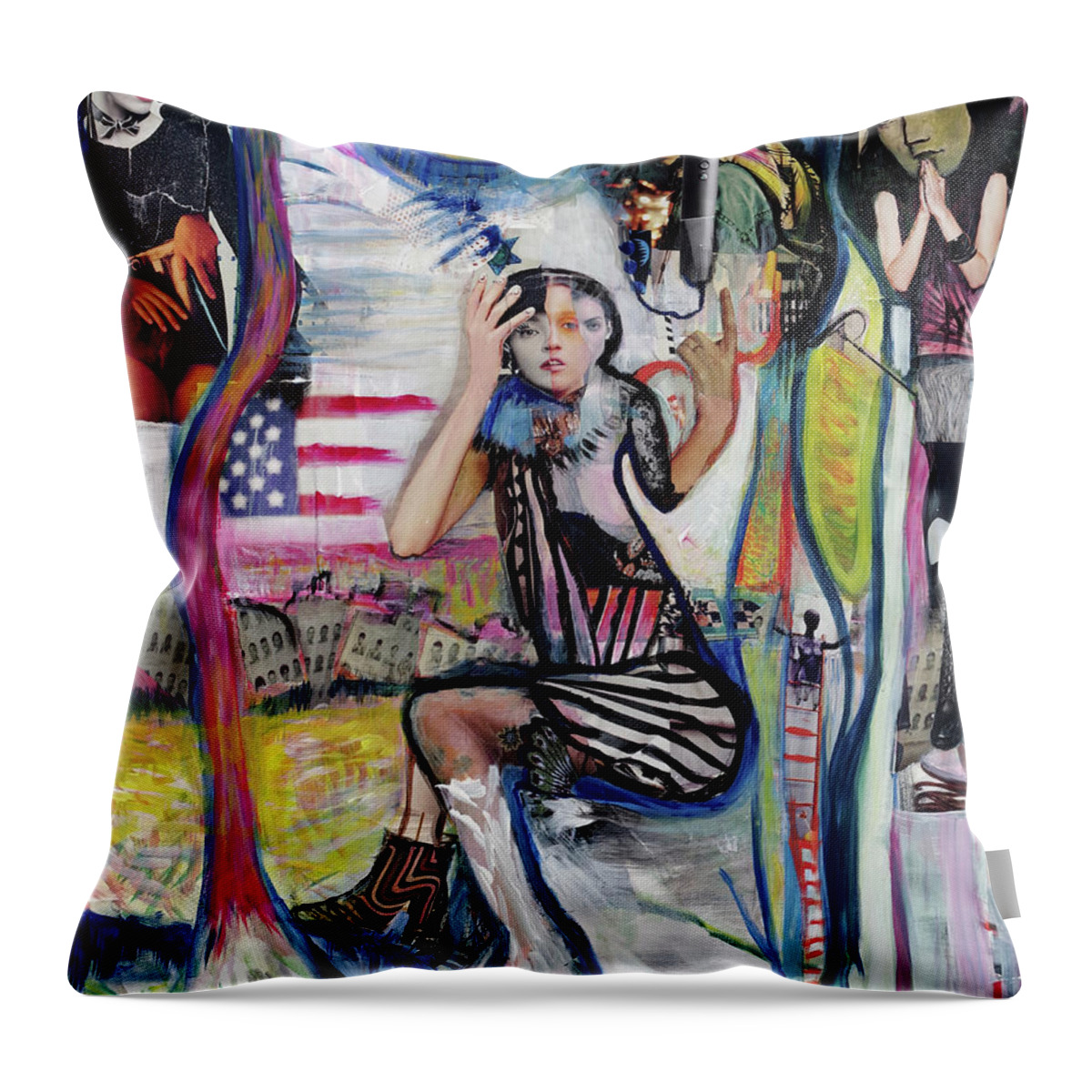  Throw Pillow featuring the mixed media Out of Faith by Val Zee McCune