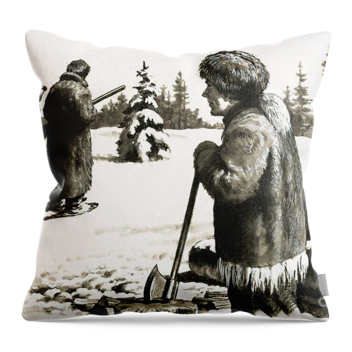 Outposts Of The Empire: A Short Walk To Death Axe Throw Pillow featuring the painting Outposts Of The Empire A Short Walk To Death by Cl Doughty