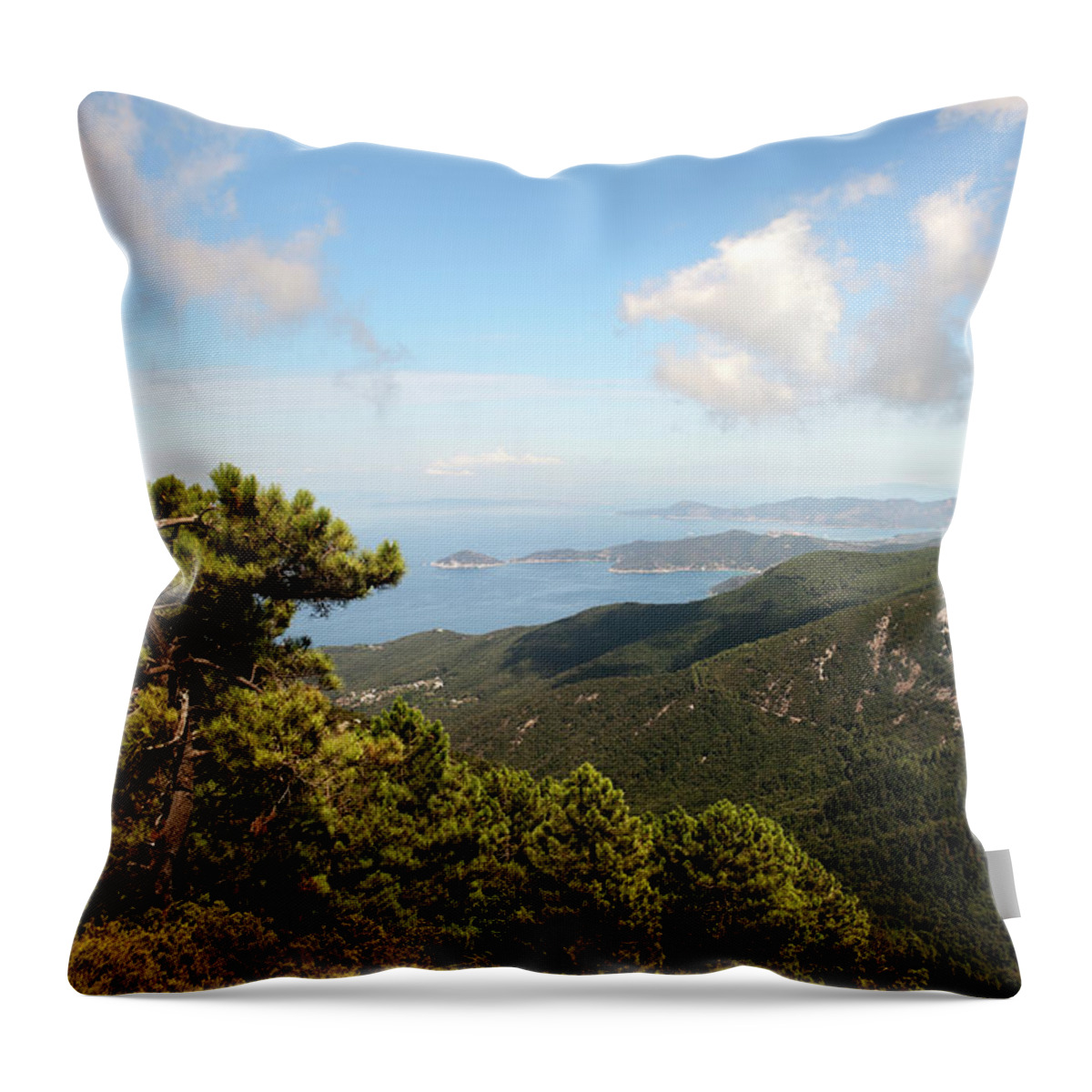 Tyrrhenian Sea Throw Pillow featuring the photograph Overview Of Elba Island by Scacciamosche