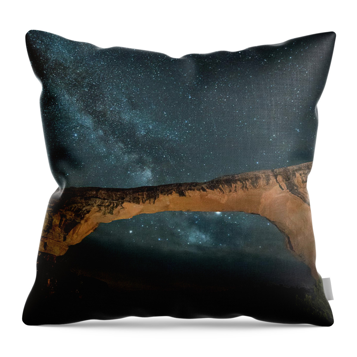 American Southwest Throw Pillow featuring the photograph Owachomo Natural Bridge and Milky Way by James Capo