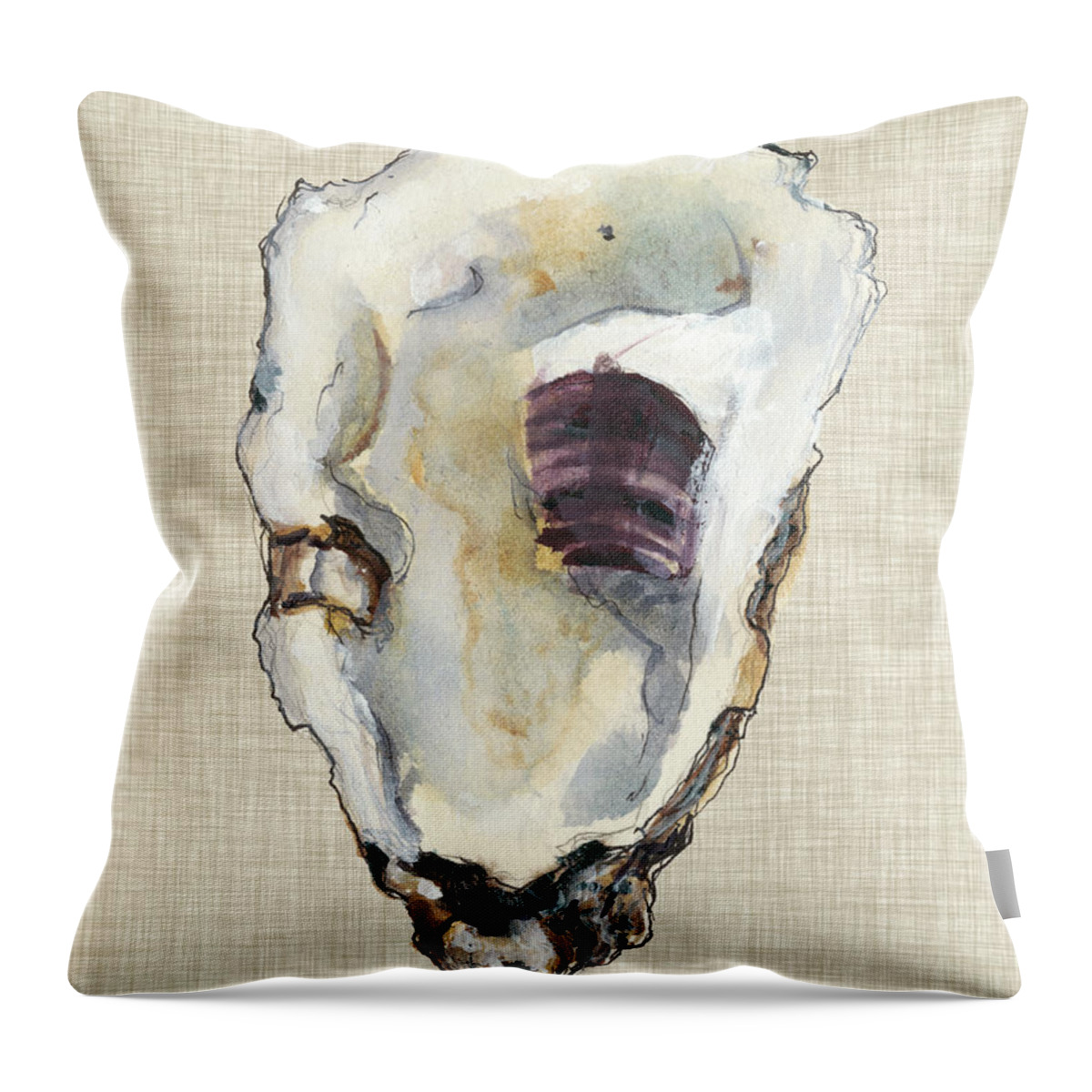 Coastal & Tropical+animals & Nature+sea Life Throw Pillow featuring the painting Oyster Shell Study IIi by Michael Willett