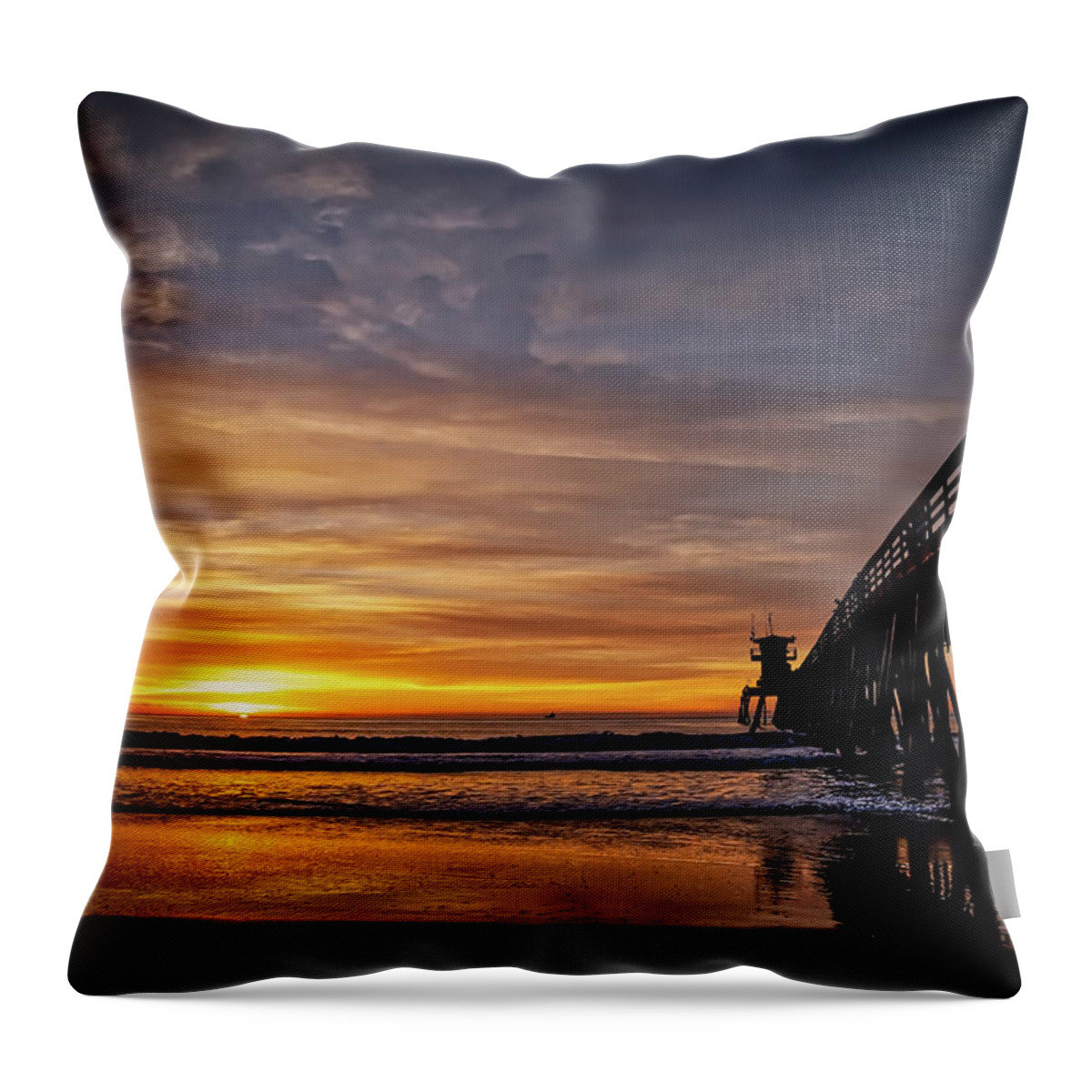 Beach Throw Pillow featuring the photograph Pacific Sunset 1 by Bill Chizek