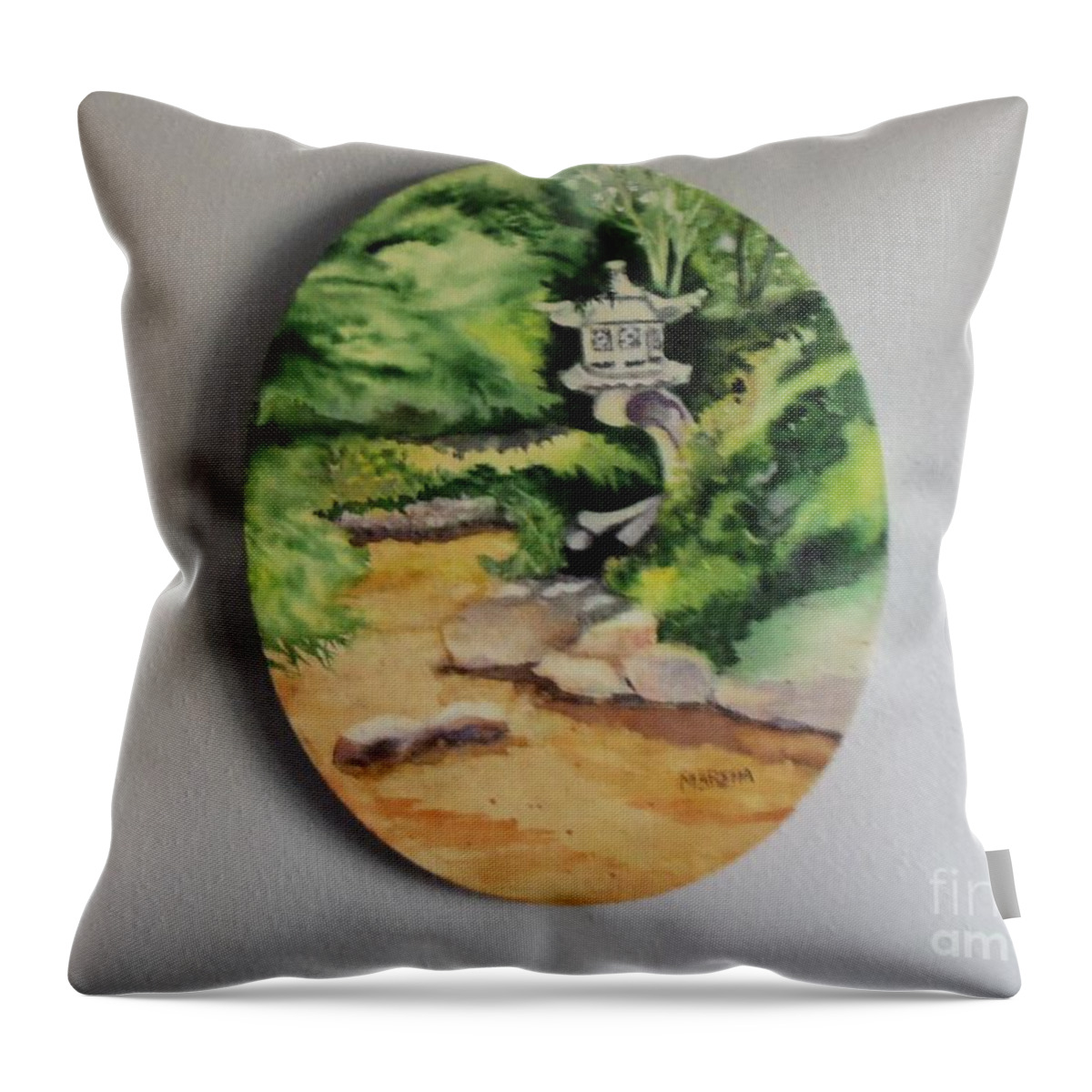 Pagoda Throw Pillow featuring the painting Pagoda by Marsha Woods