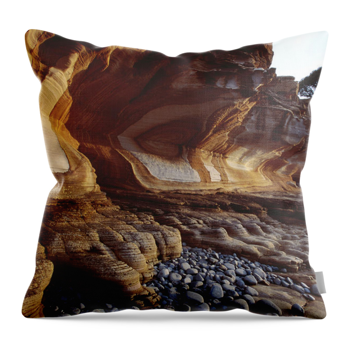Toughness Throw Pillow featuring the photograph Painted Cliffs, Maria Island National by Holger Leue