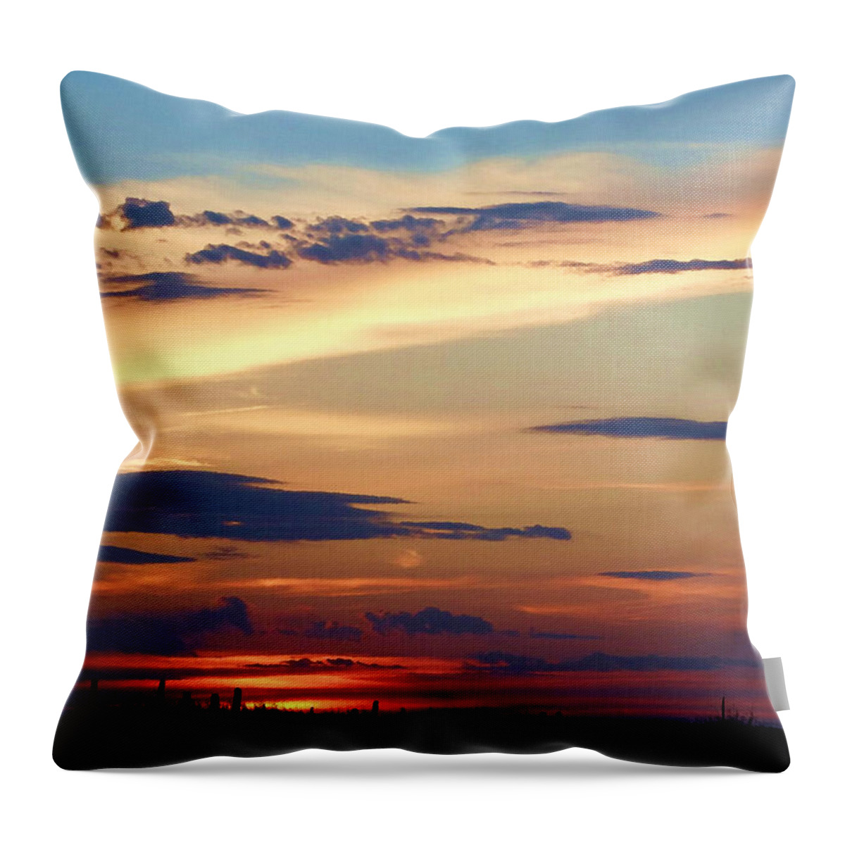 Colorful Throw Pillow featuring the mixed media Painted Oklahoma Sky with Windmill by Shelli Fitzpatrick