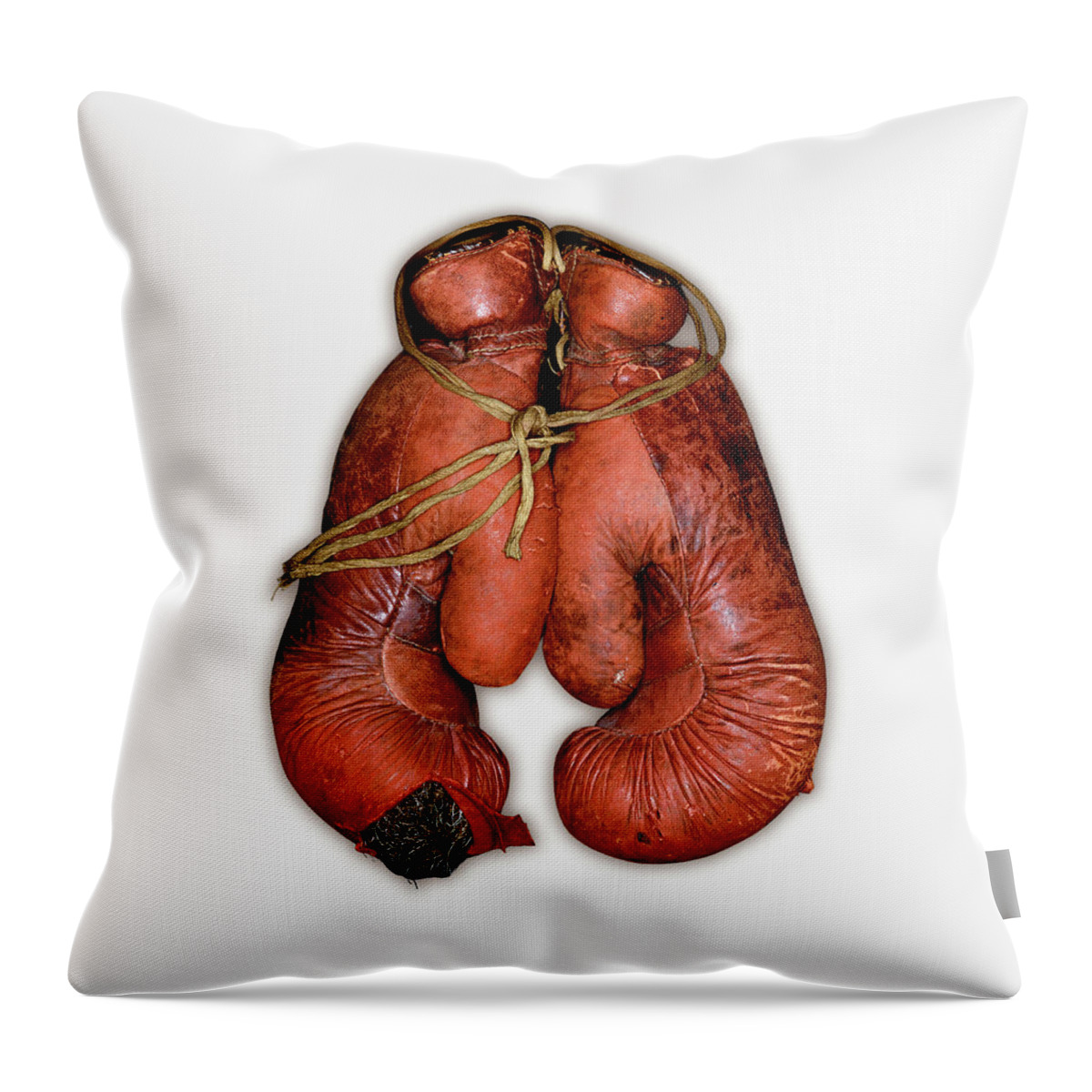 White Background Throw Pillow featuring the photograph Pair Of Boxing Gloves, Close-up by John Rensten