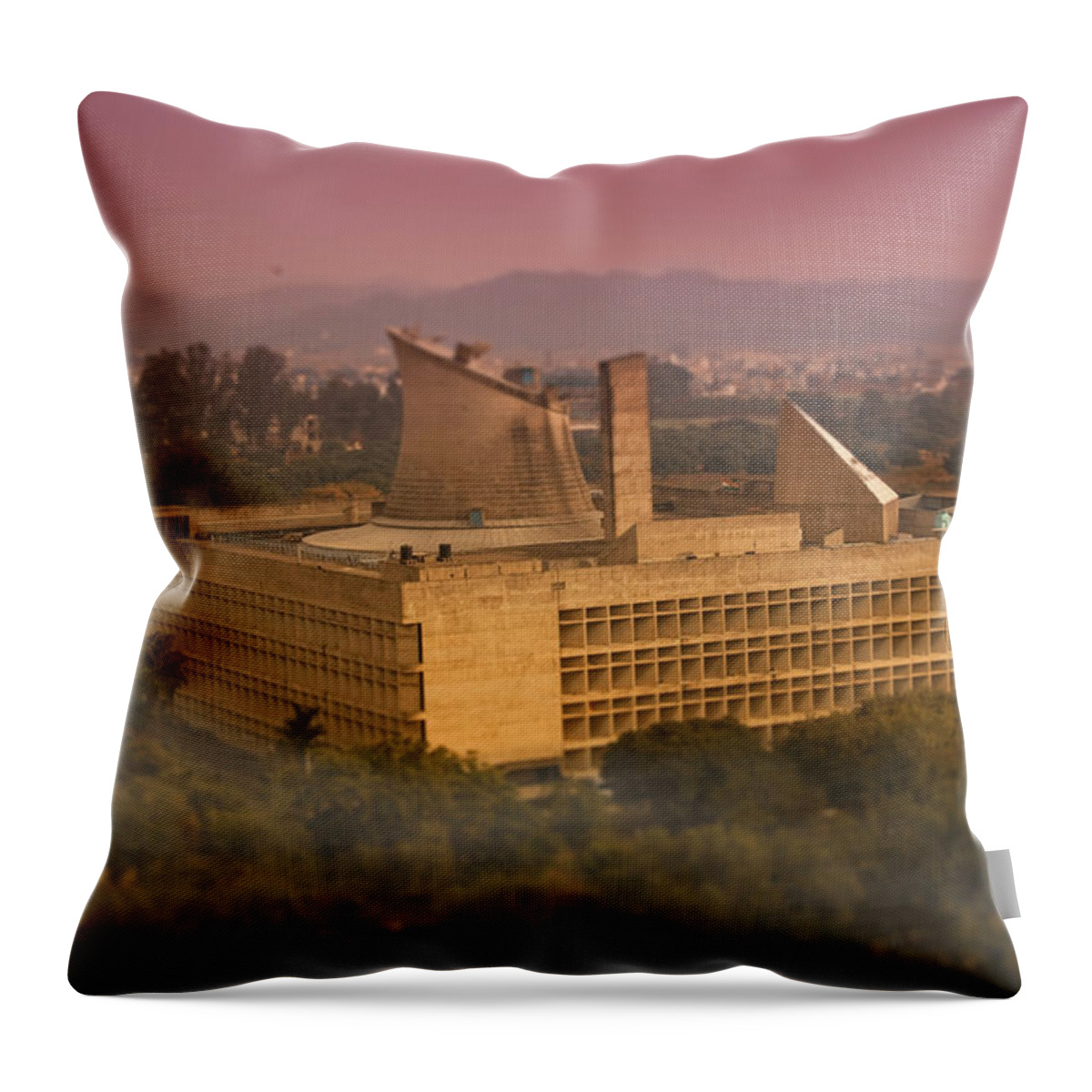 Treetop Throw Pillow featuring the photograph Palace Of Assembly In Chandigarh At by Artur Debat