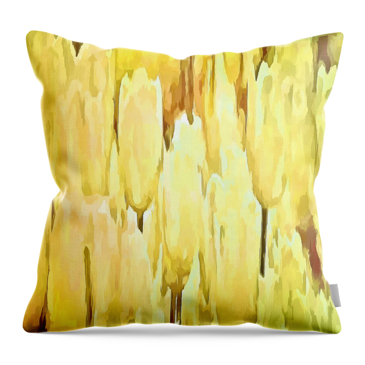 Tulips Throw Pillow featuring the painting Pale Yellow Tulips Abstract Floral Pattern by Taiche Acrylic Art
