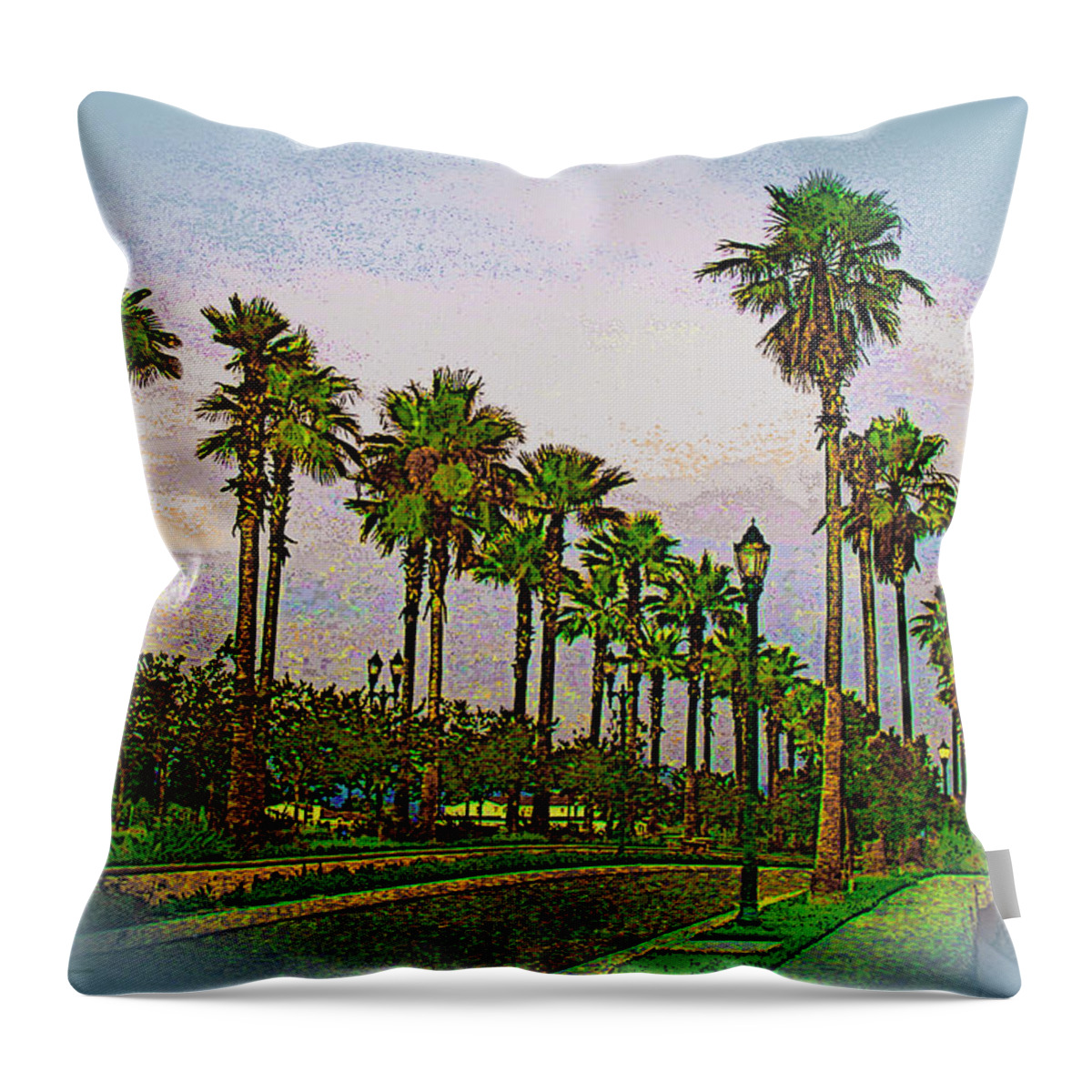 Palm Throw Pillow featuring the photograph Palms in The Mist by Pat Wagner