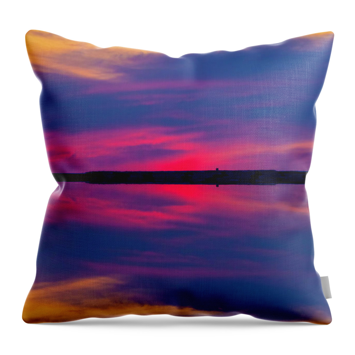 Pamlico Sound Throw Pillow featuring the photograph Pamlico Sound Sunset 2011-10 01 by Jim Dollar