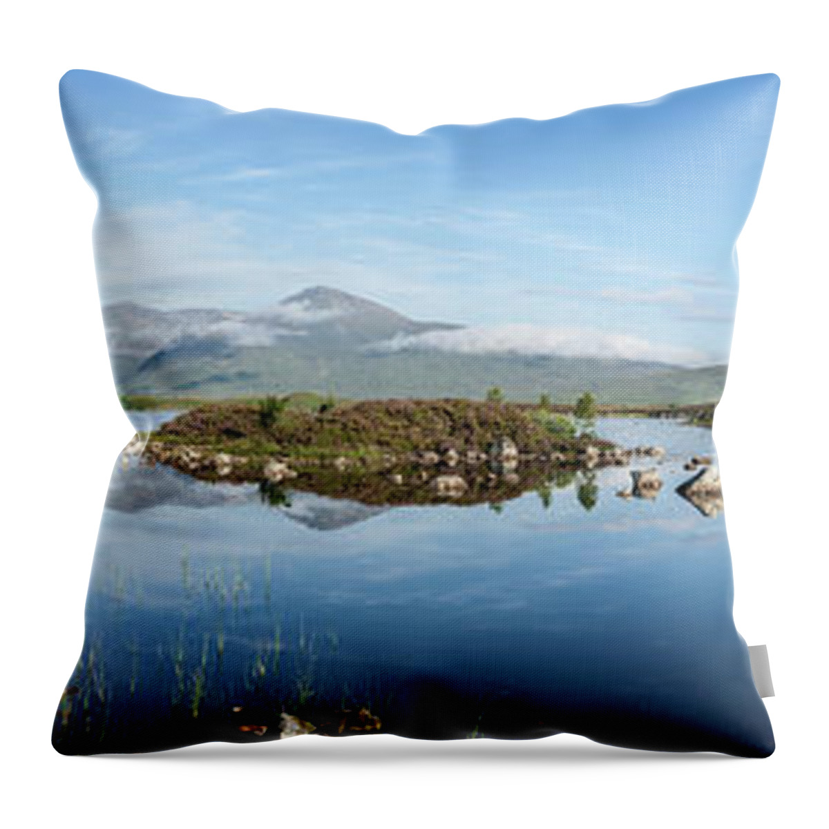Scenics Throw Pillow featuring the photograph Panorama Of Lochan Na Hachlaise On An by Abzee