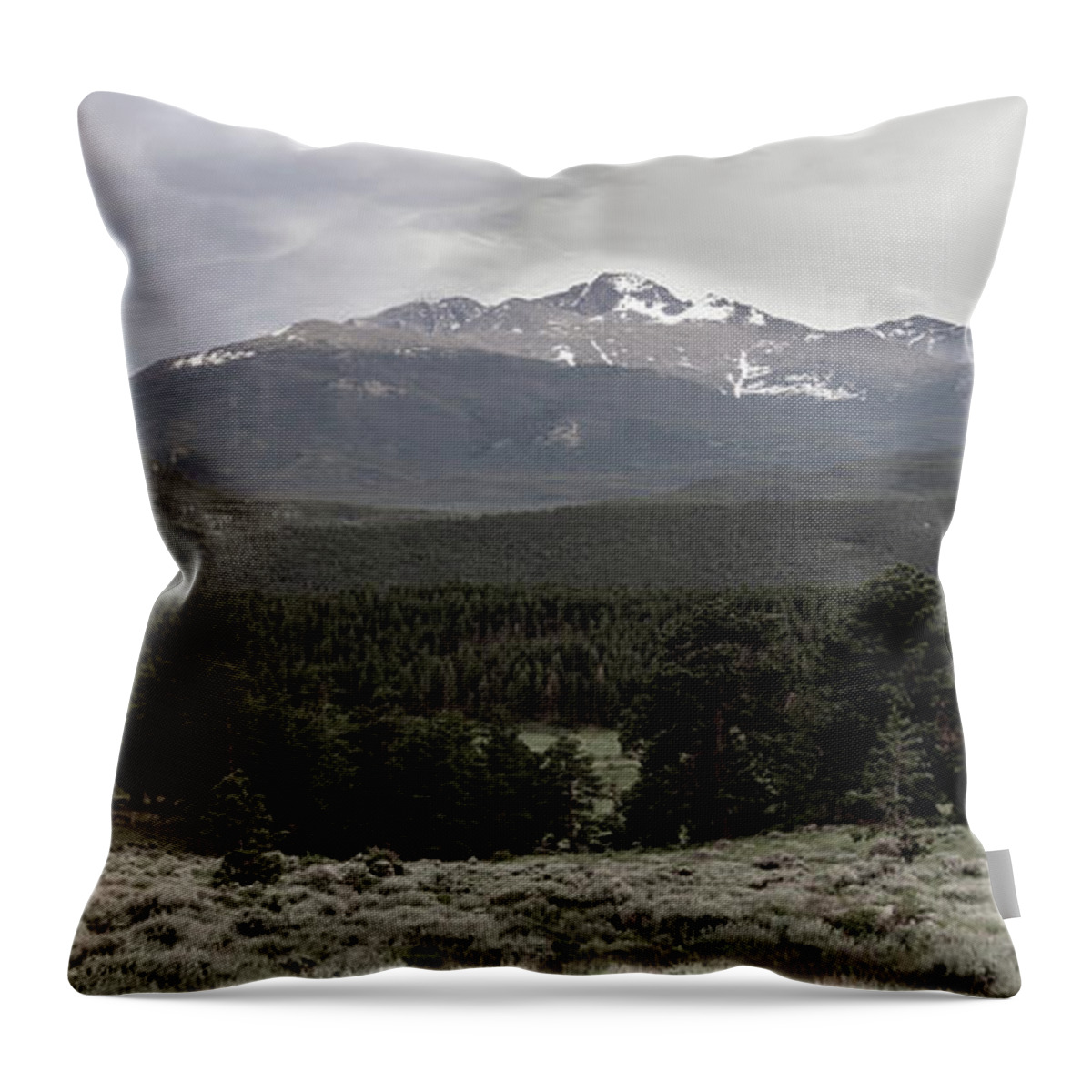 Ambience Throw Pillow featuring the photograph panoramic view of Rocky Mountains by Kyle Lee