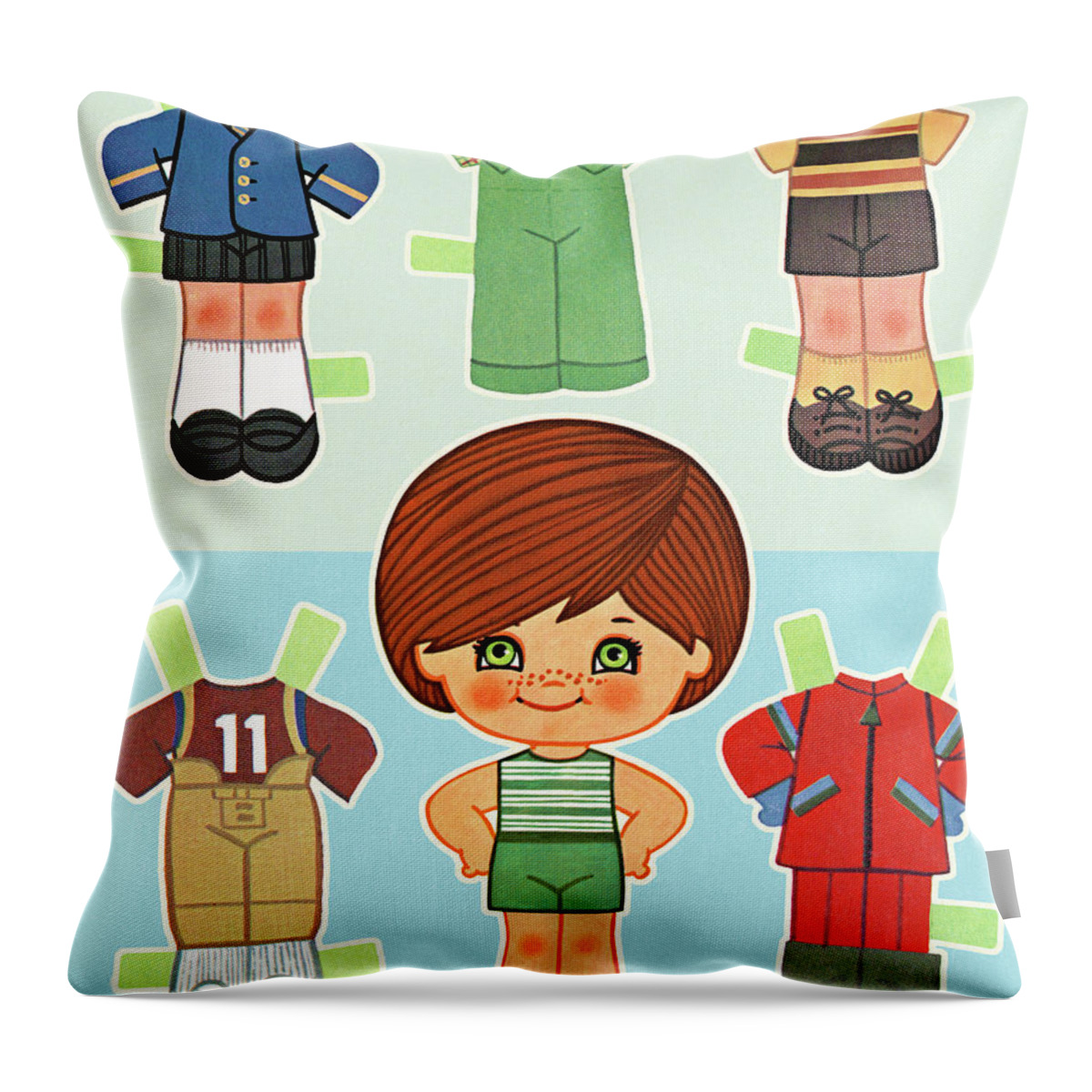 Apparel Throw Pillow featuring the drawing Paper Doll and Clothes by CSA Images