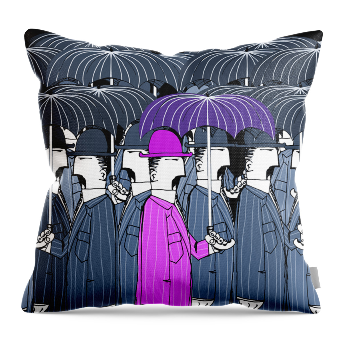 Parasol Throw Pillow featuring the digital art Parasol Party by Piotr Dulski