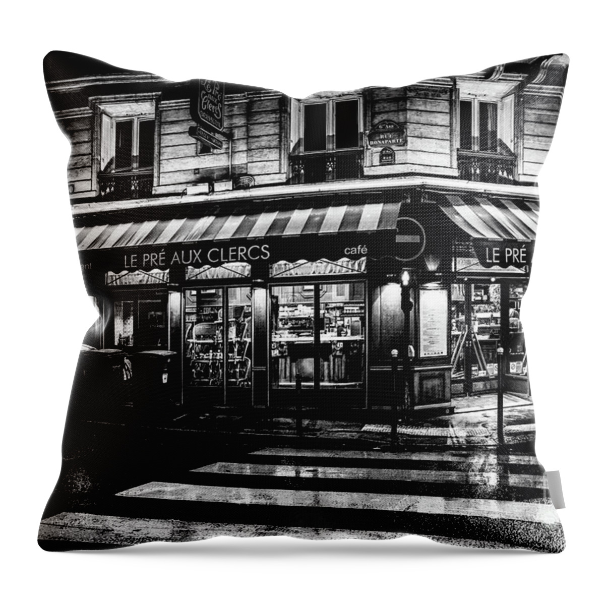 French Bistro Throw Pillow featuring the photograph Paris at Night French Bistro by M G Whittingham