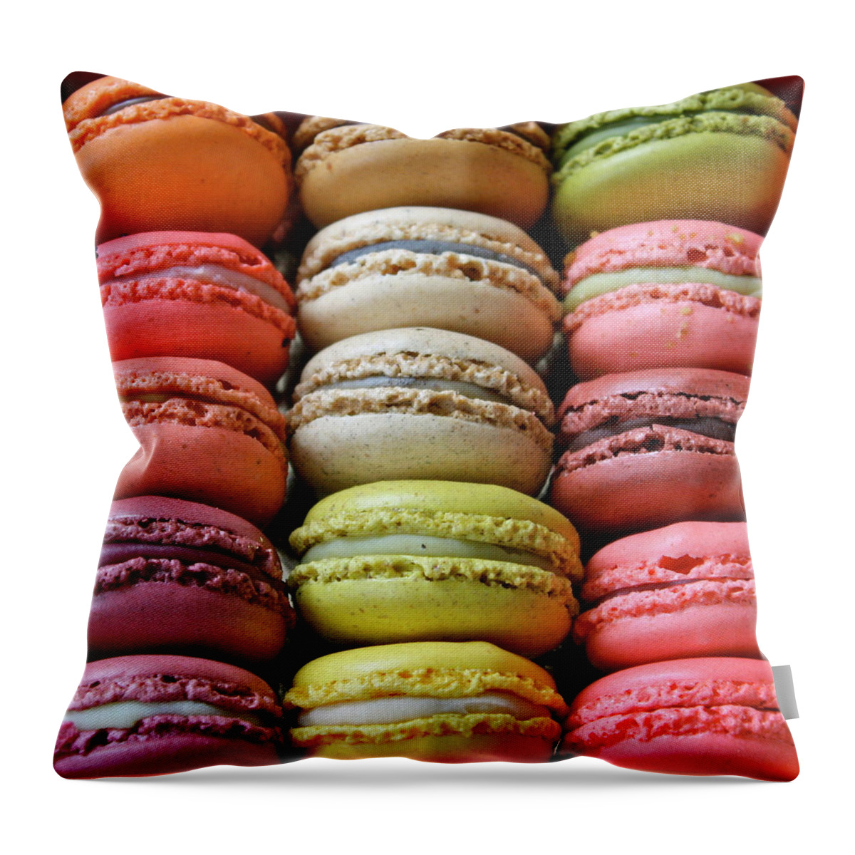 Unhealthy Eating Throw Pillow featuring the photograph Paris Colorful Macaroons by Abbietabbie