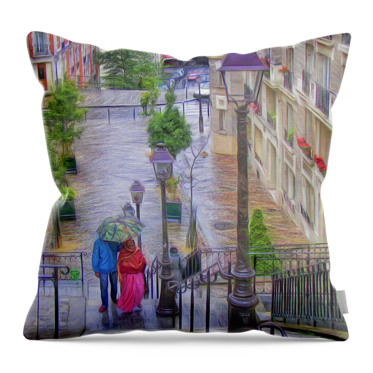 Paris Throw Pillow featuring the photograph Paris sous la Pluie by Nikolyn McDonald
