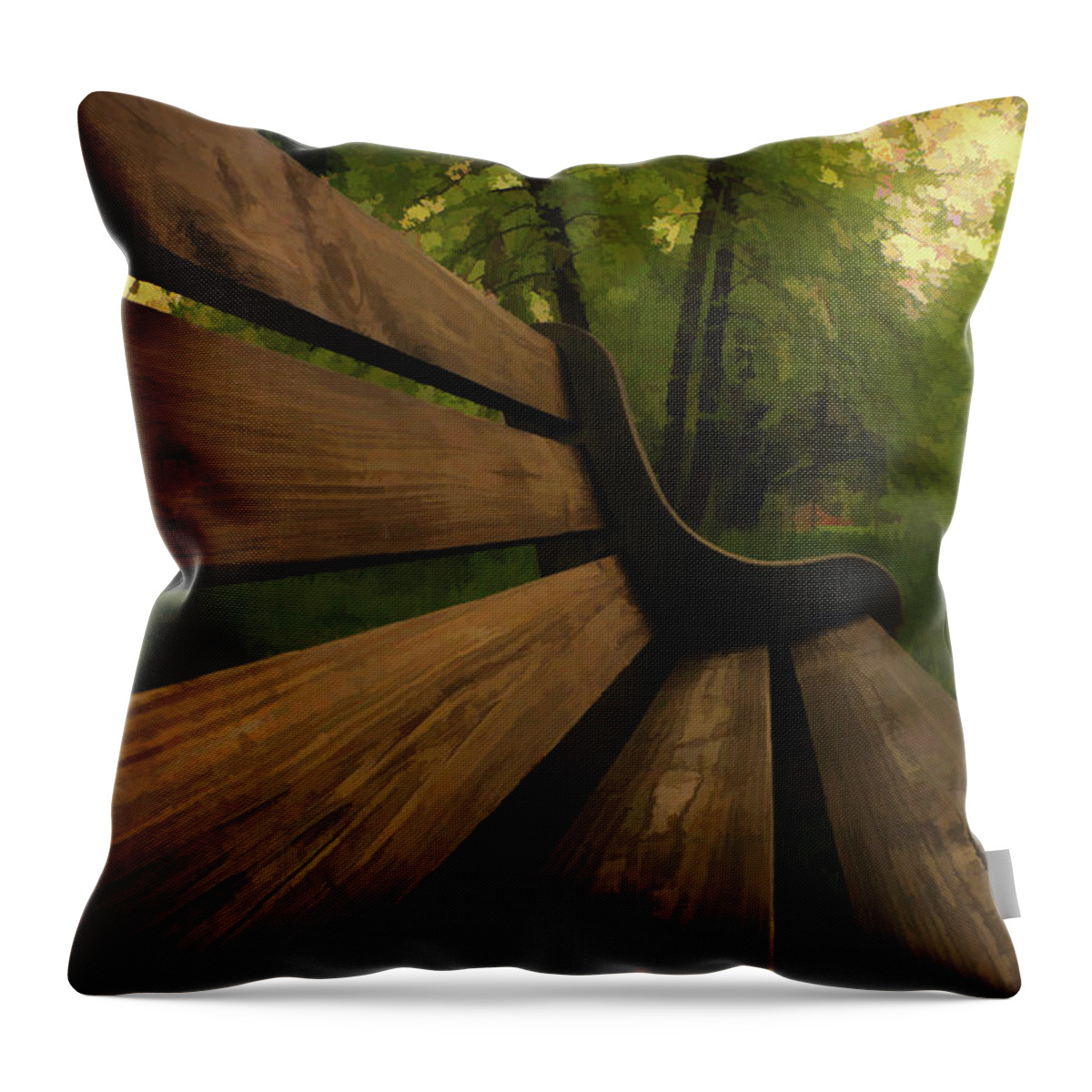 Bench Throw Pillow featuring the digital art Park Bench by Jason Fink