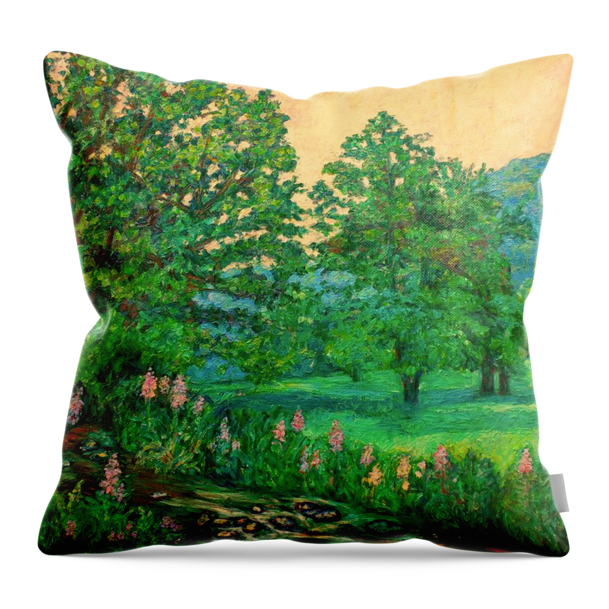 Landscape Throw Pillow featuring the painting Park Road in Radford by Kendall Kessler