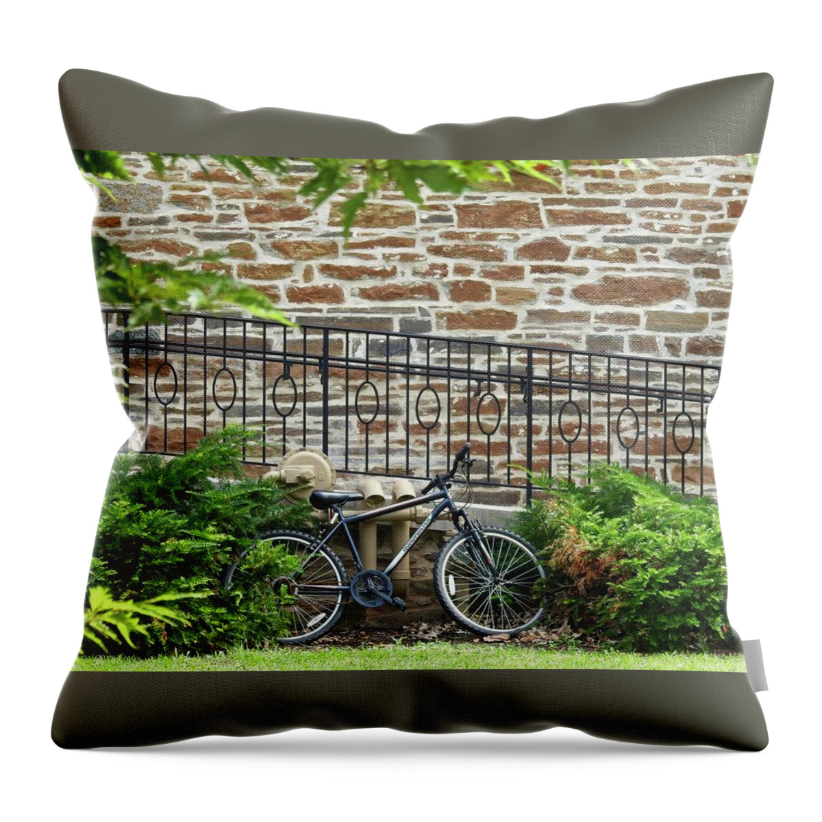Bicycle Throw Pillow featuring the photograph Parked Dreams by Kathy Ozzard Chism