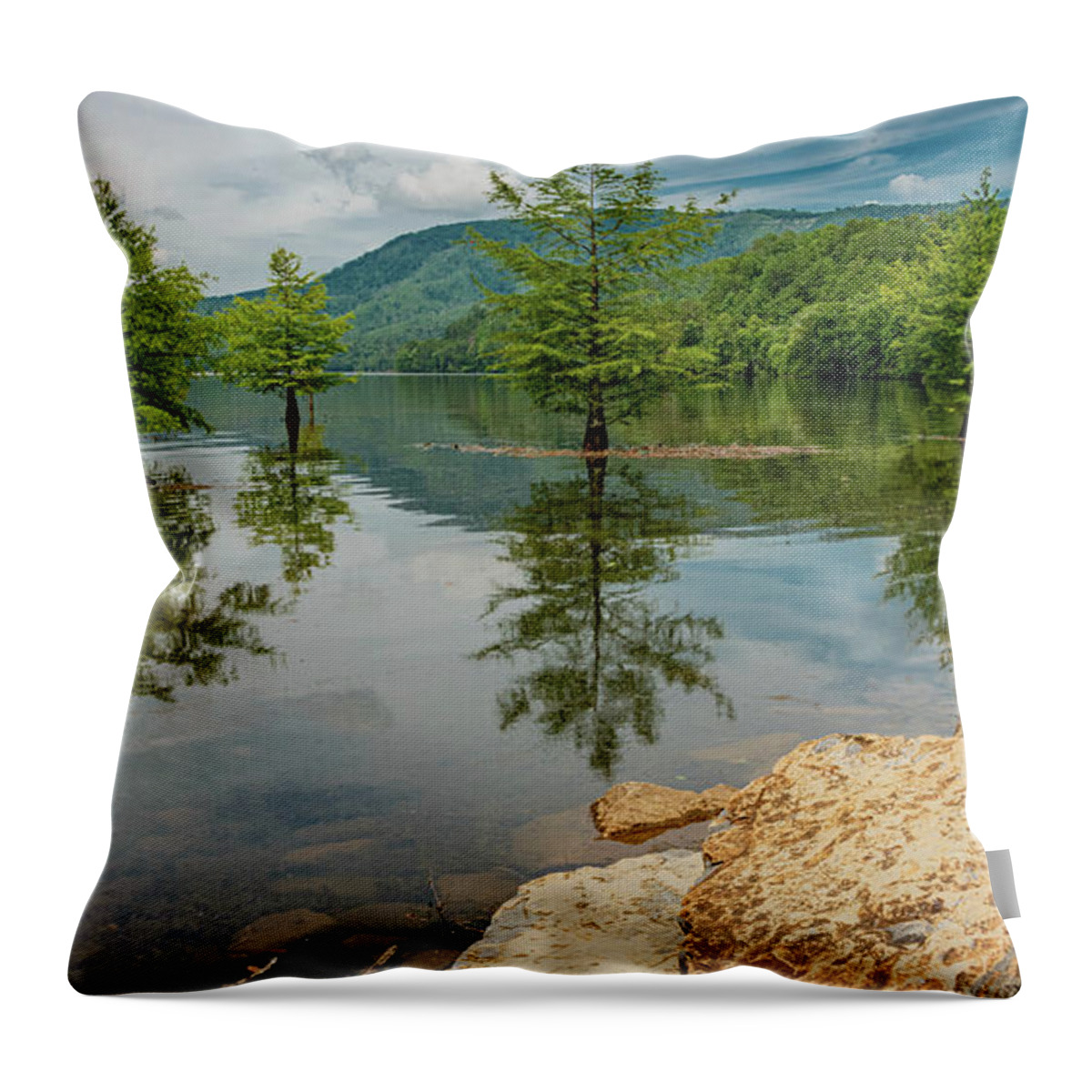 Parksville Lake Throw Pillow featuring the photograph Parksville Lake Reflections by Marcy Wielfaert