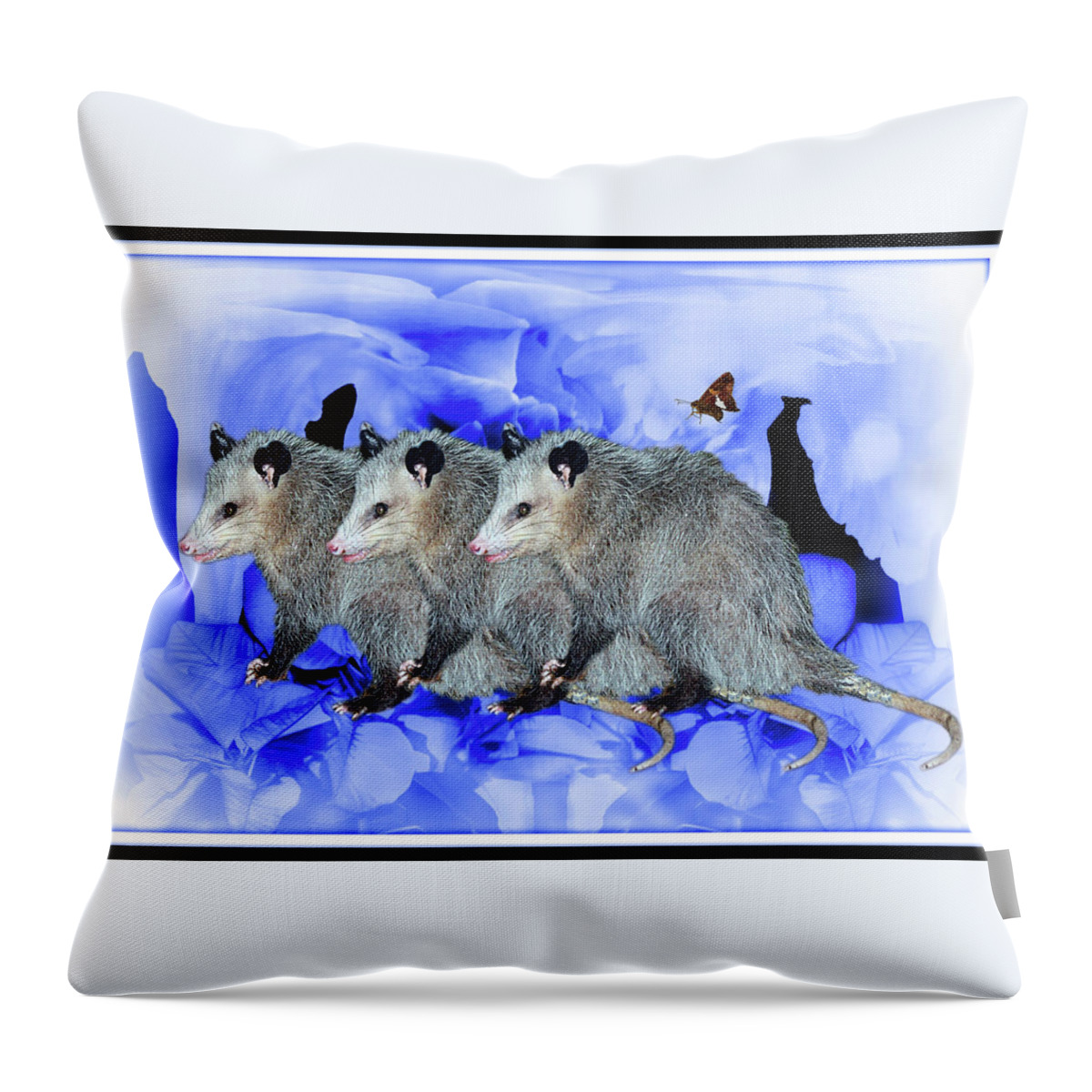 Possums Throw Pillow featuring the digital art Party Of Possums by Constance Lowery