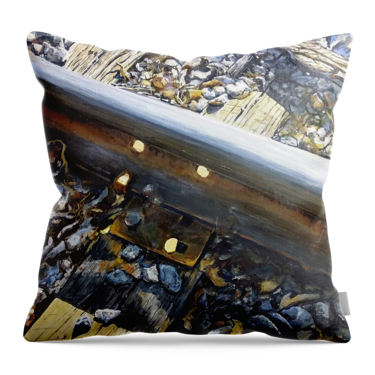 Railroad Throw Pillow featuring the painting Passing Through by William Brody
