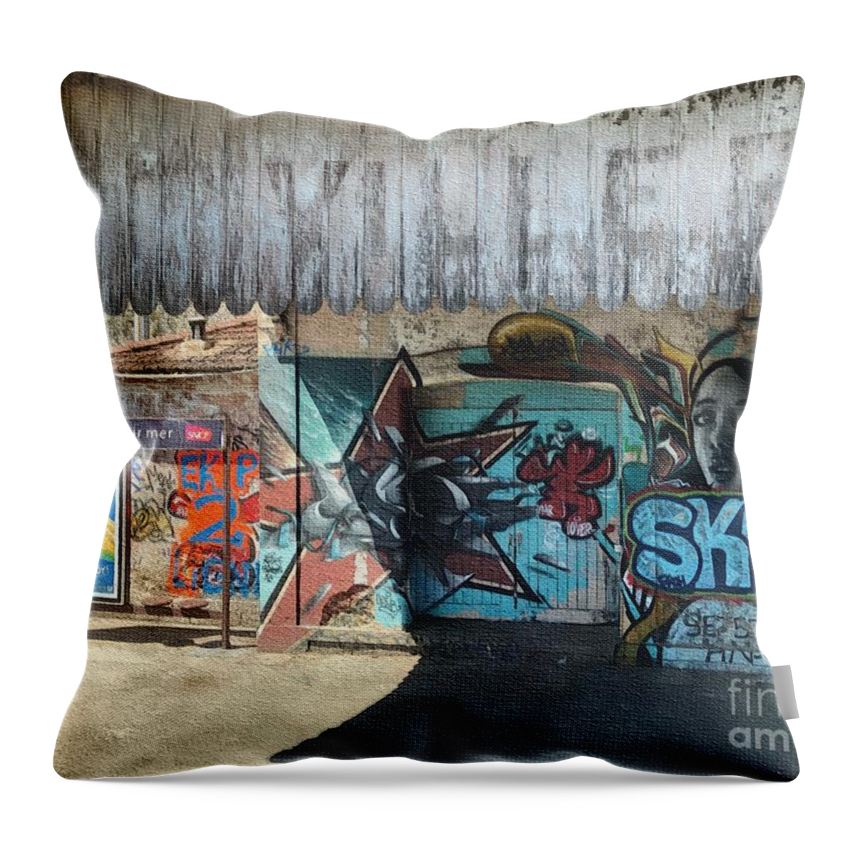 Train Station Throw Pillow featuring the digital art Passing Villefranche sur mer by Diana Rajala