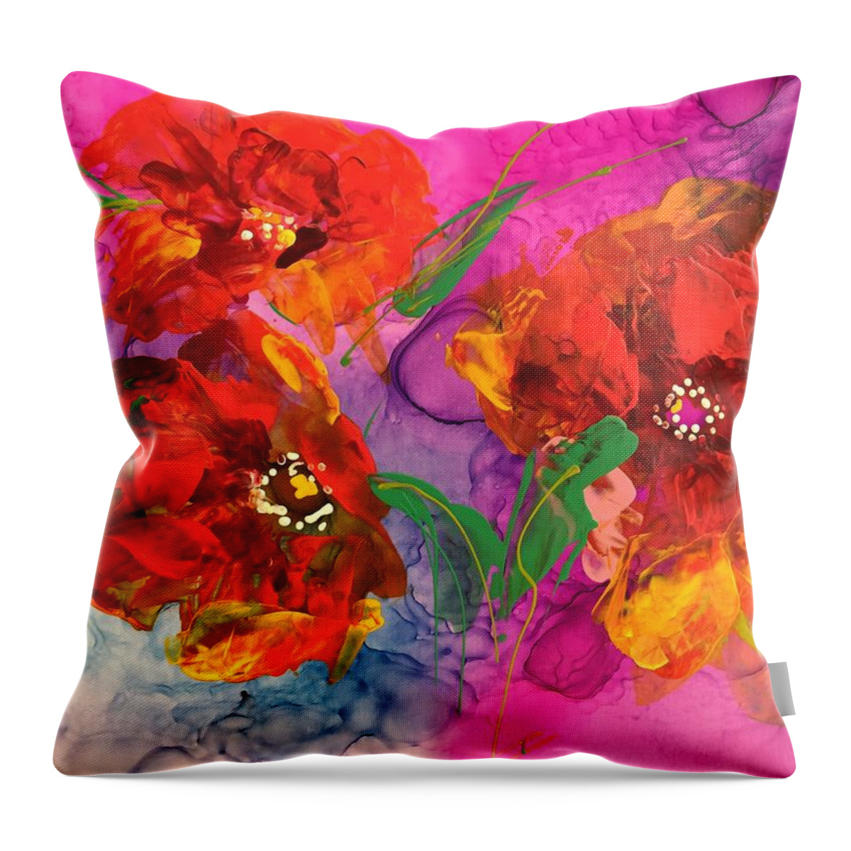 Abstract Throw Pillow featuring the painting Passionate Joy by Bonny Butler