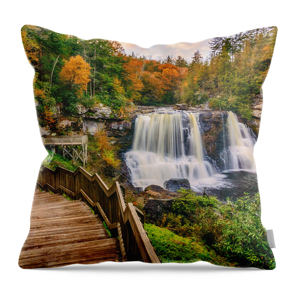 Wv Throw Pillow featuring the photograph Pathway to Blackwater Falls by Amanda Jones