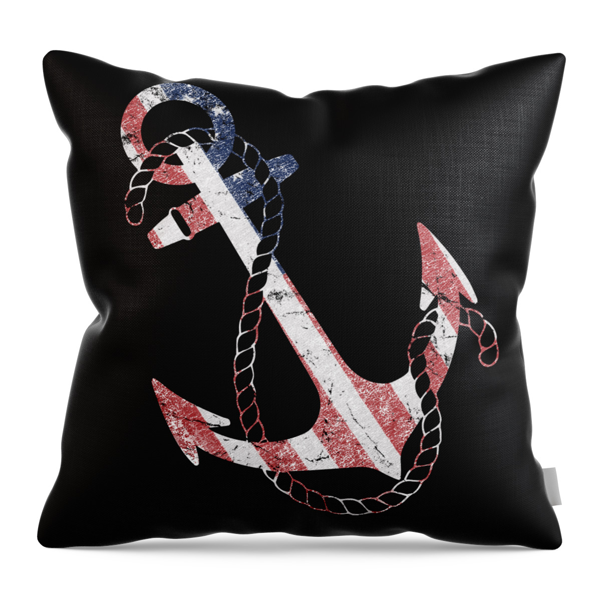 Funny Throw Pillow featuring the digital art Patriotic American Flag Anchor by Flippin Sweet Gear