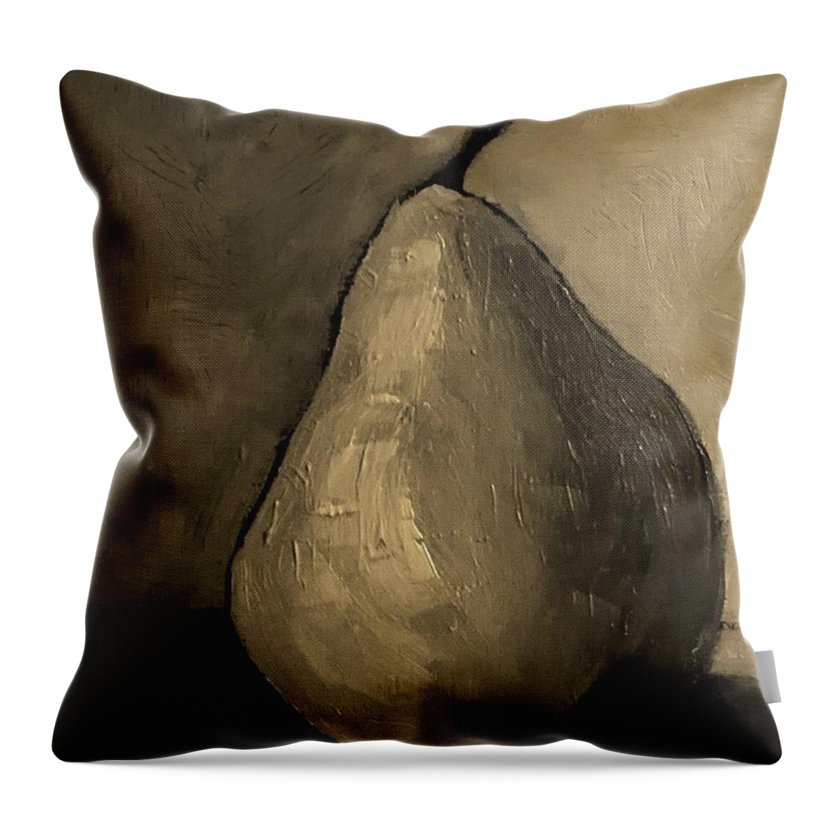 Pear Throw Pillow featuring the painting Pear - sepia tones painting by Vesna Antic