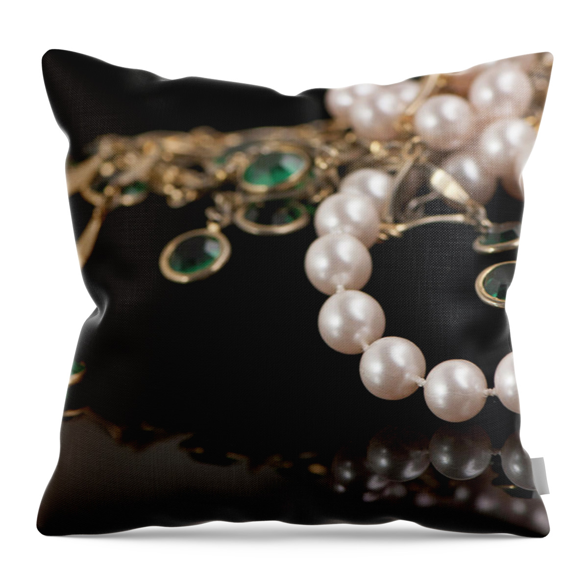 Pearls Throw Pillow featuring the photograph Pearls and Jade by Cordia Murphy