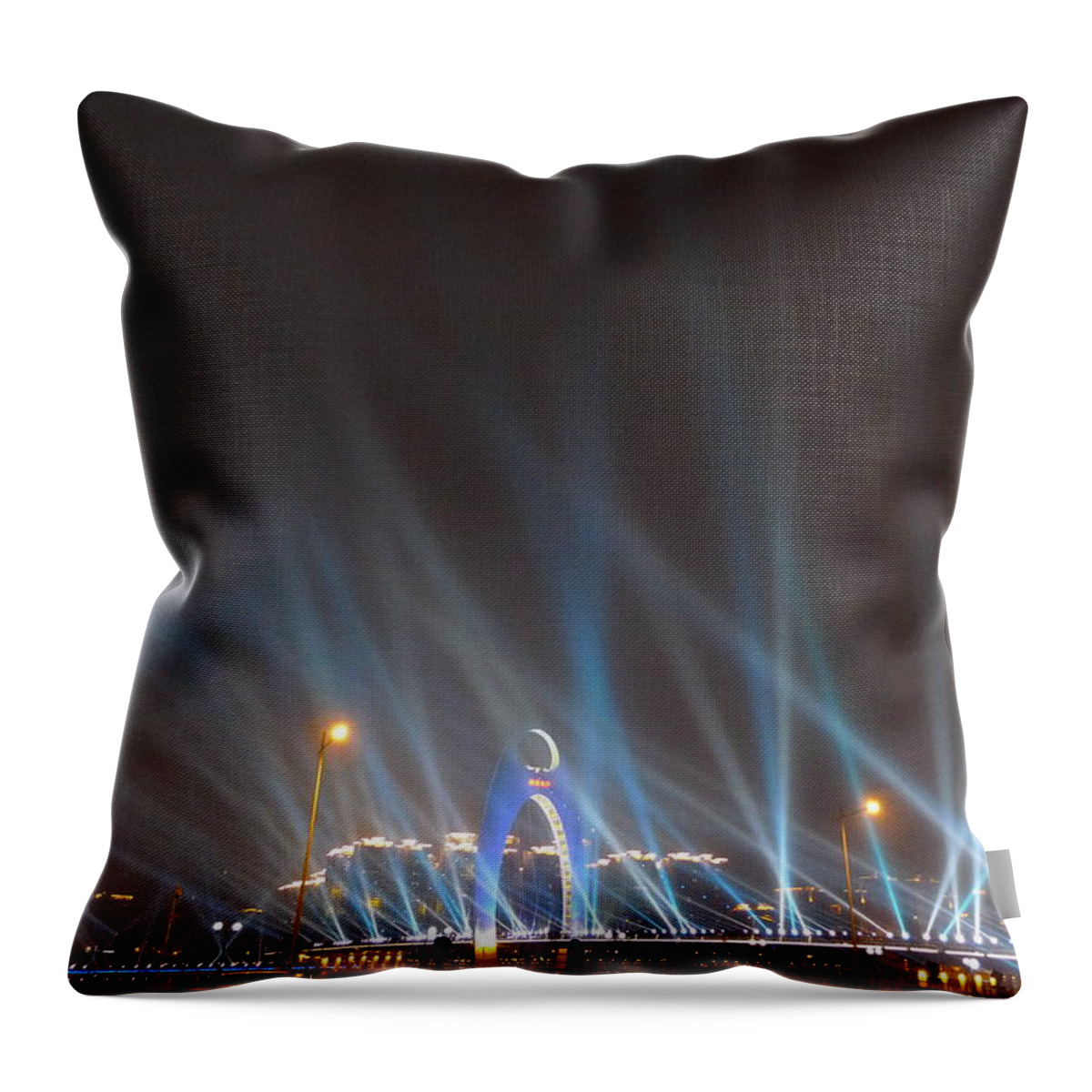 Arch Throw Pillow featuring the photograph Pearl River @ Night by Anthony Lien