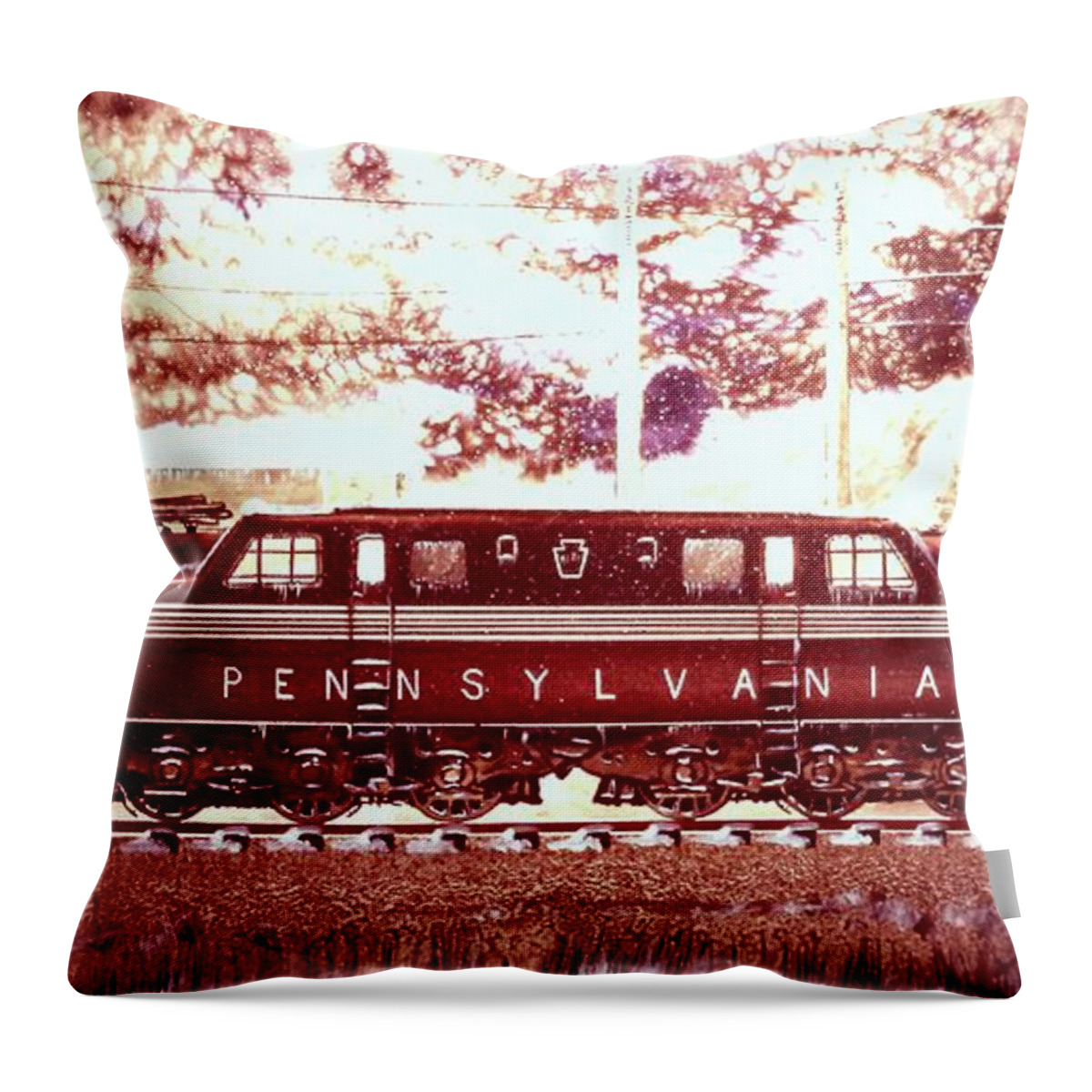 Pennsylvania Throw Pillow featuring the painting Pennsylvania Winter, GG1 by J Vincent Scarpace