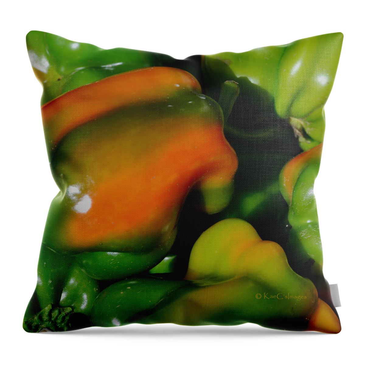 Green Peppers Throw Pillow featuring the photograph Peppers by Kae Cheatham